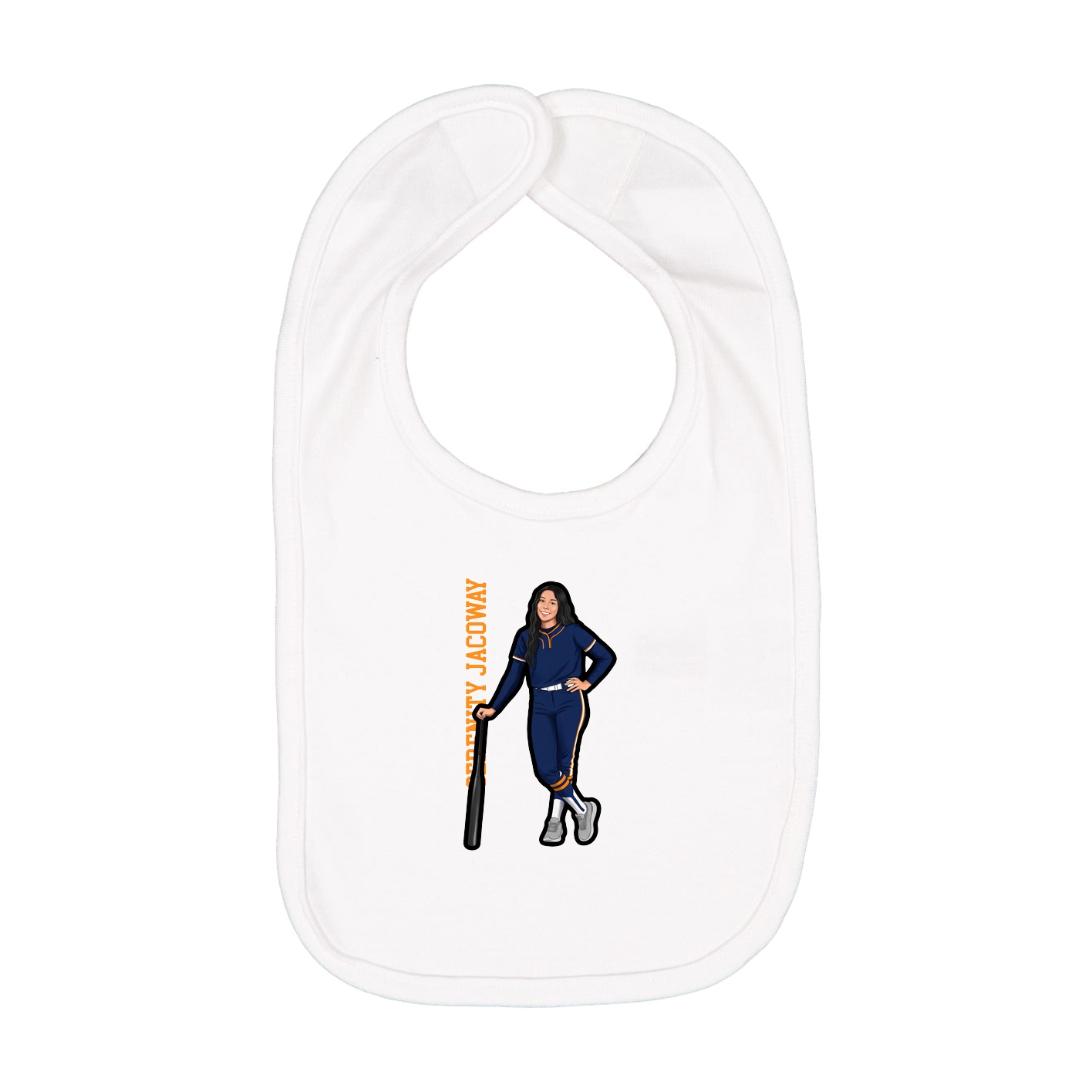 Infant Bib — Name Vertical in White