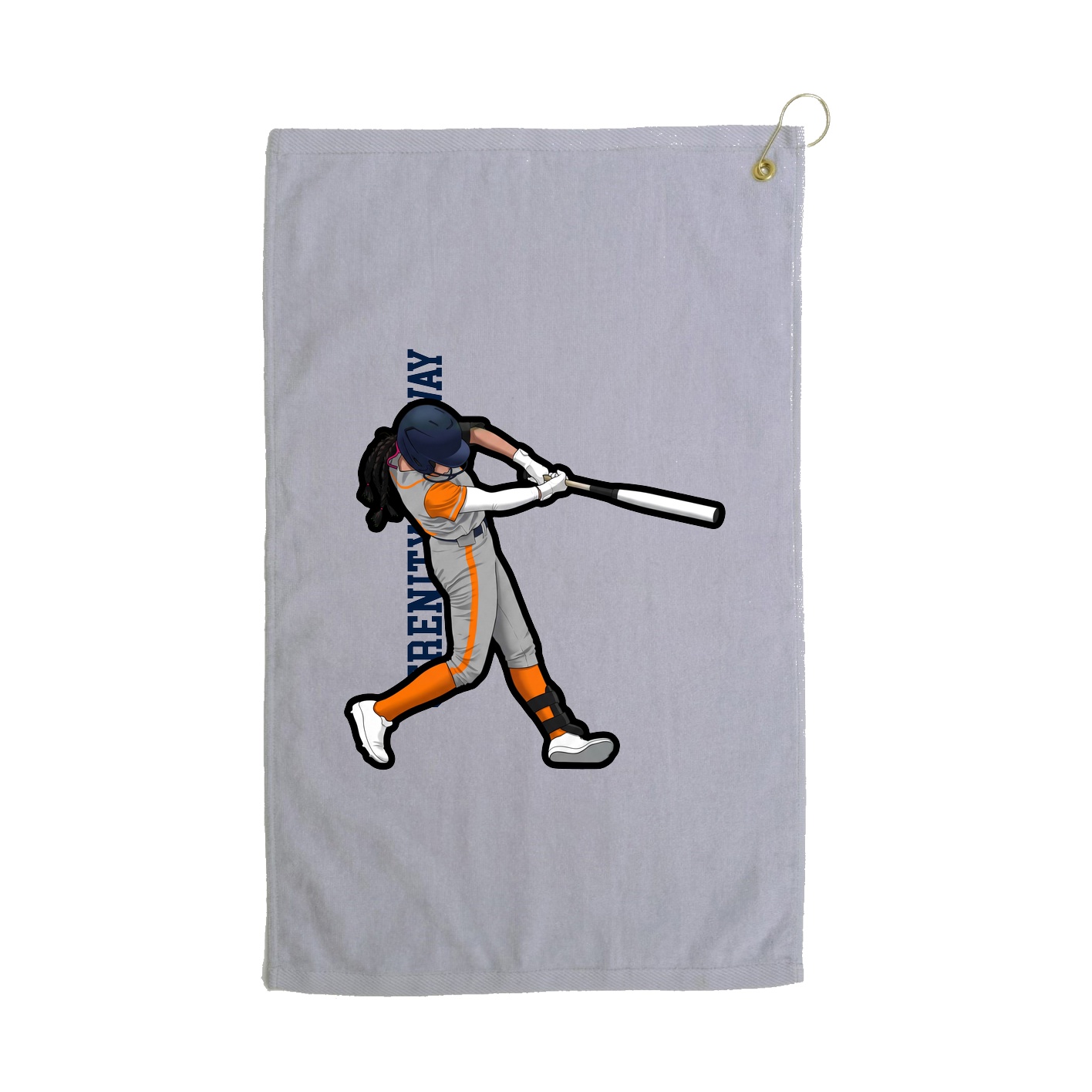 Golf Towel — Name Vertical in Grey