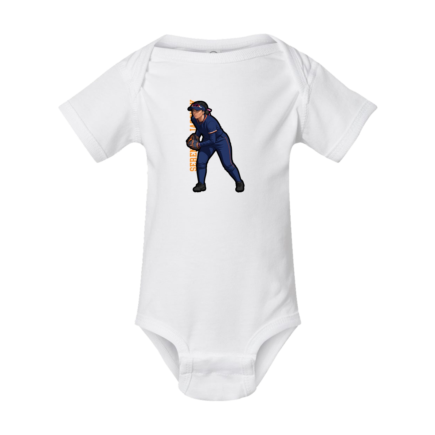 Baby Onesie — Name Vertical in White