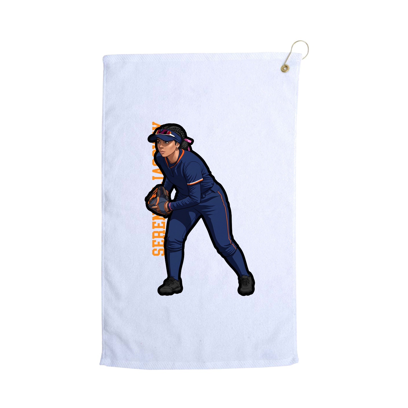 Golf Towel — Name Vertical in White