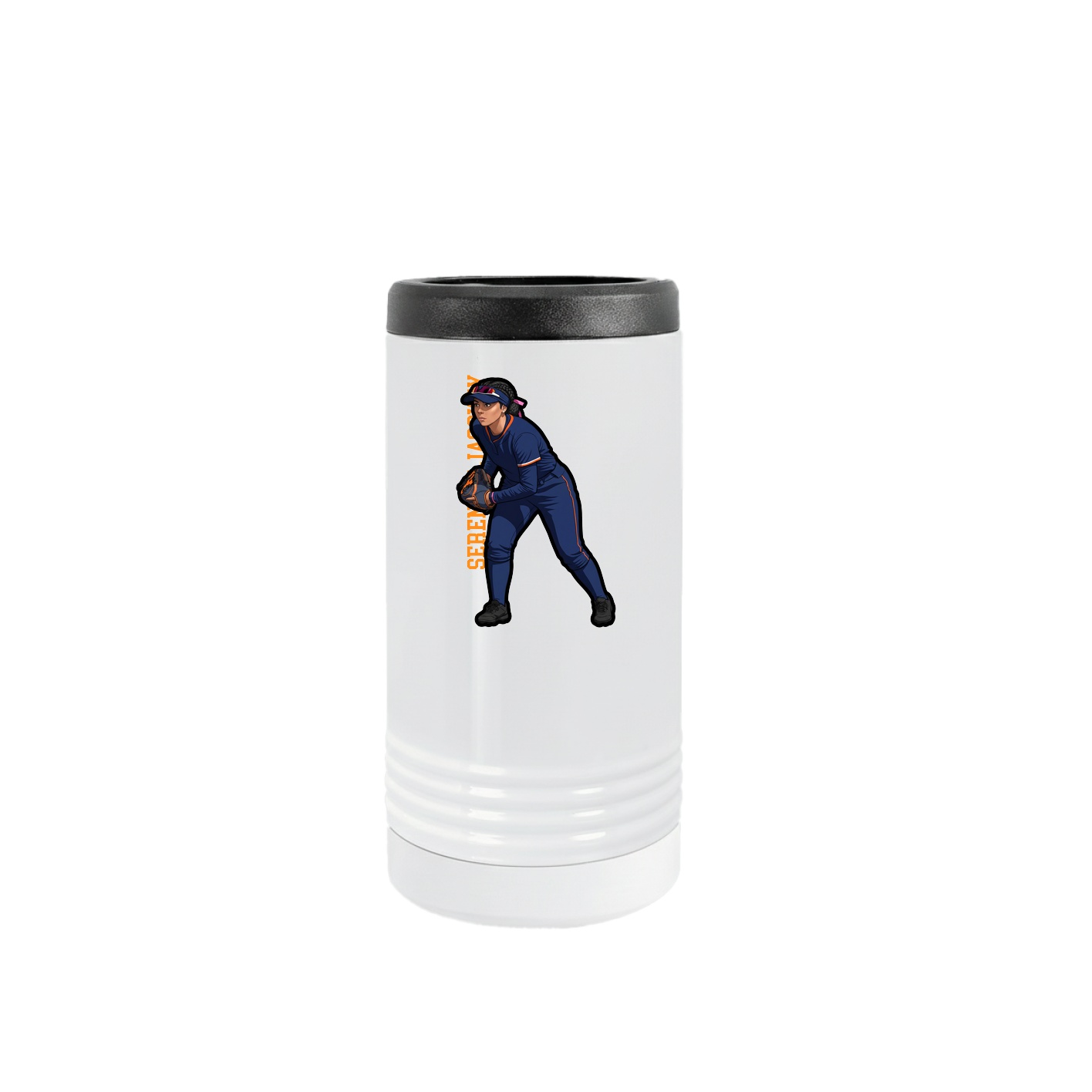 Slim Beverage Holder — Name Vertical in White