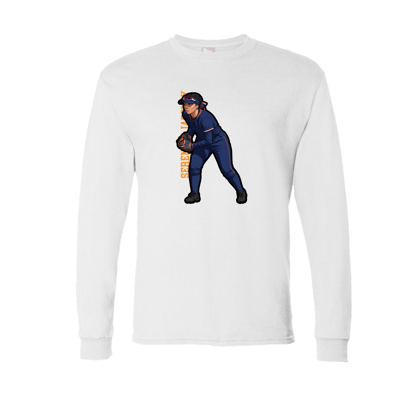 Long Sleeve Tee — Name Vertical in White