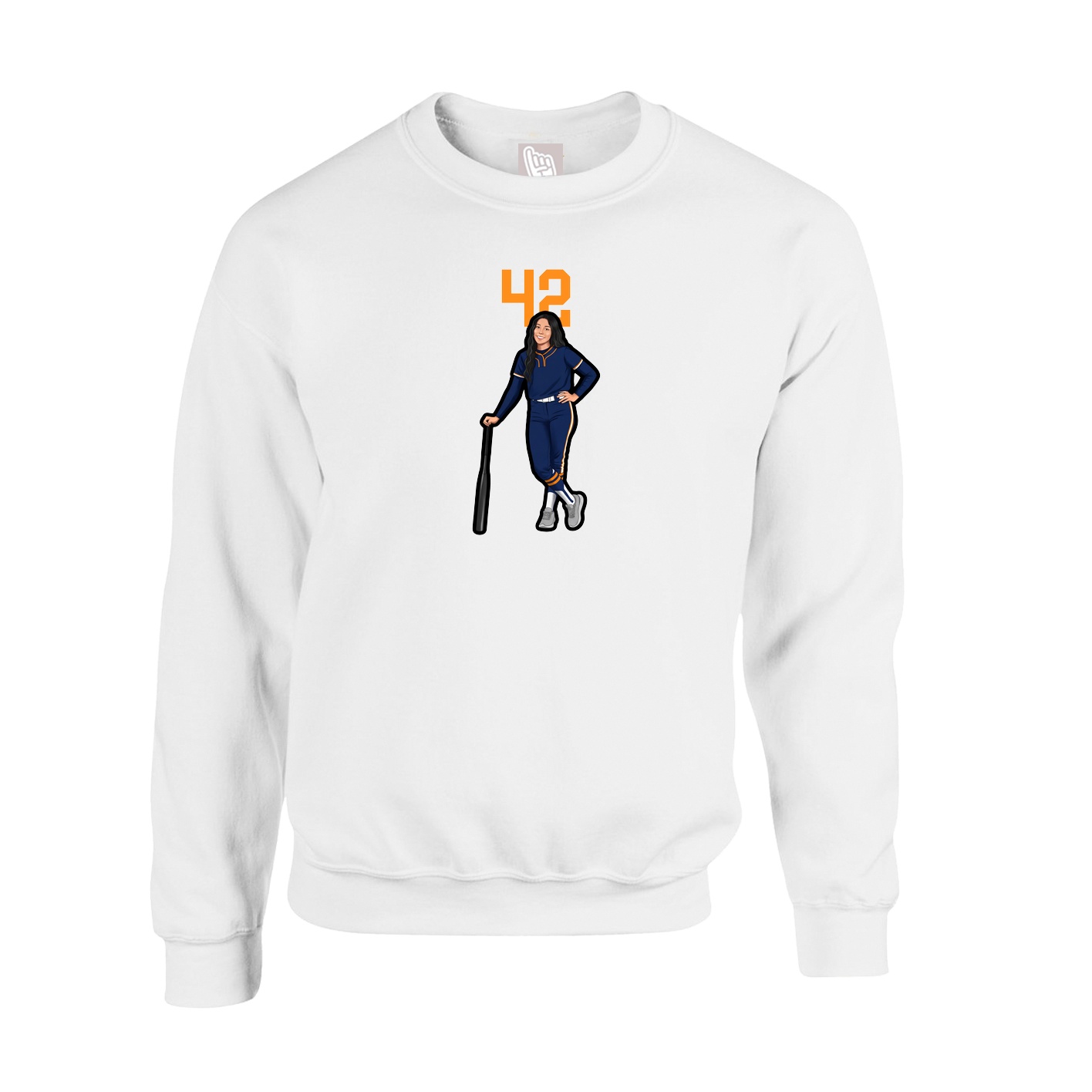 Fleece Crew — Number Top in White