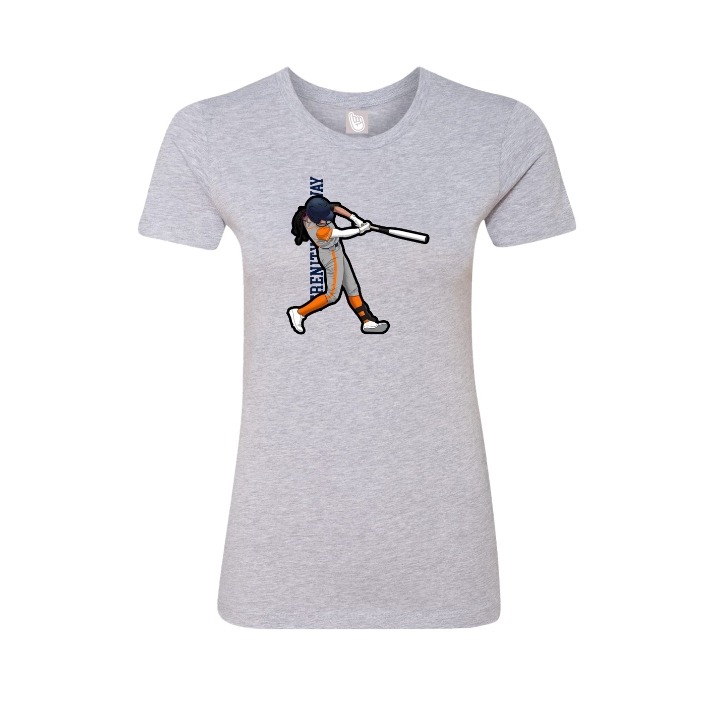 Fitted Women's Tee — Name Vertical in Grey