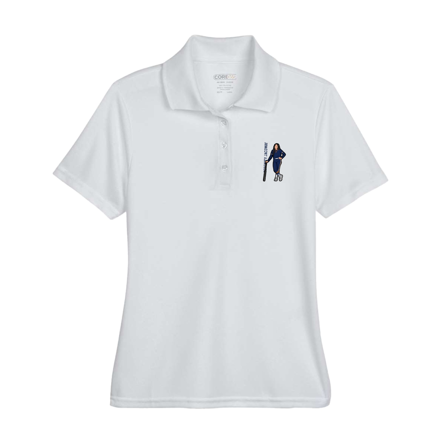 Womens Performance Polo — Name Vertical in Grey