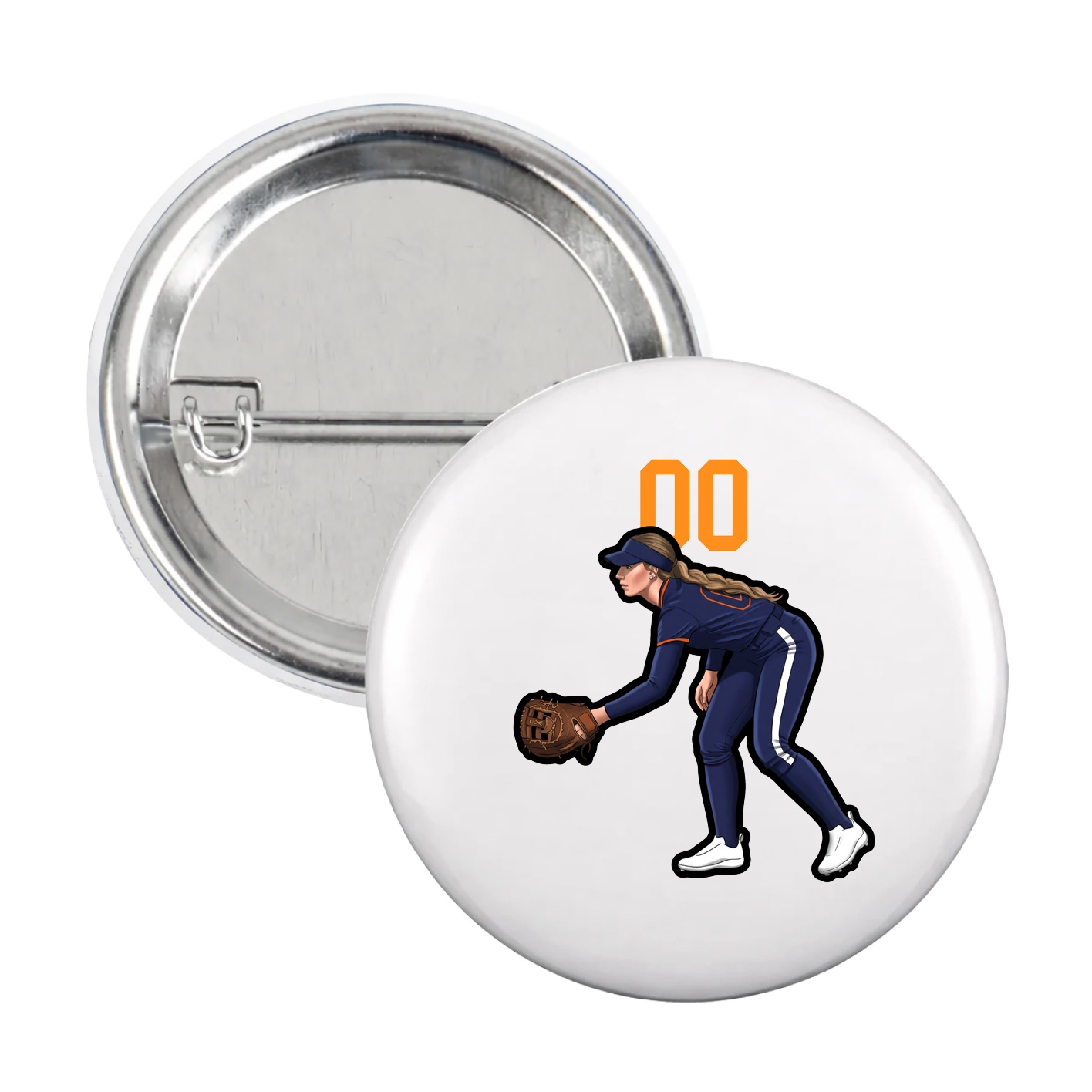 Game Day Button — Number Top in White