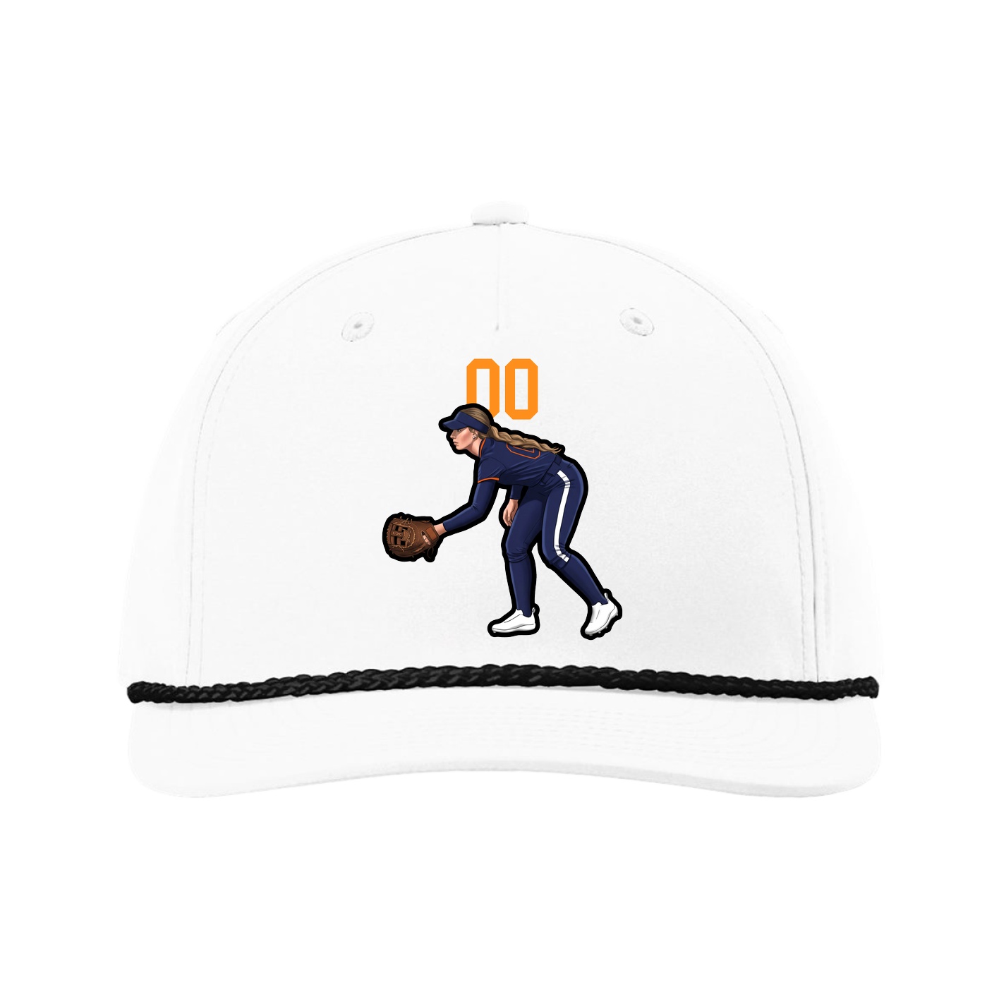 Five-Panel Classic Rope Cap — Number Top in White