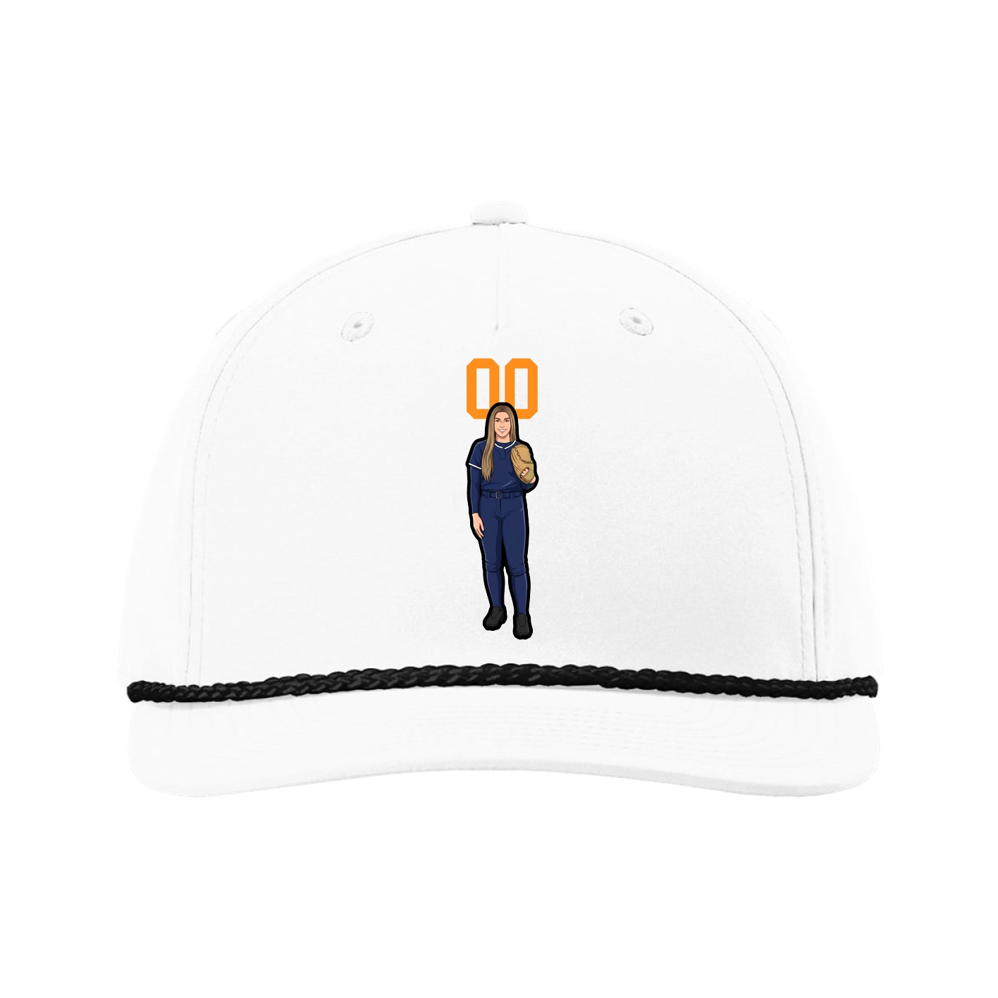 Five-Panel Classic Rope Cap — Number Top in White