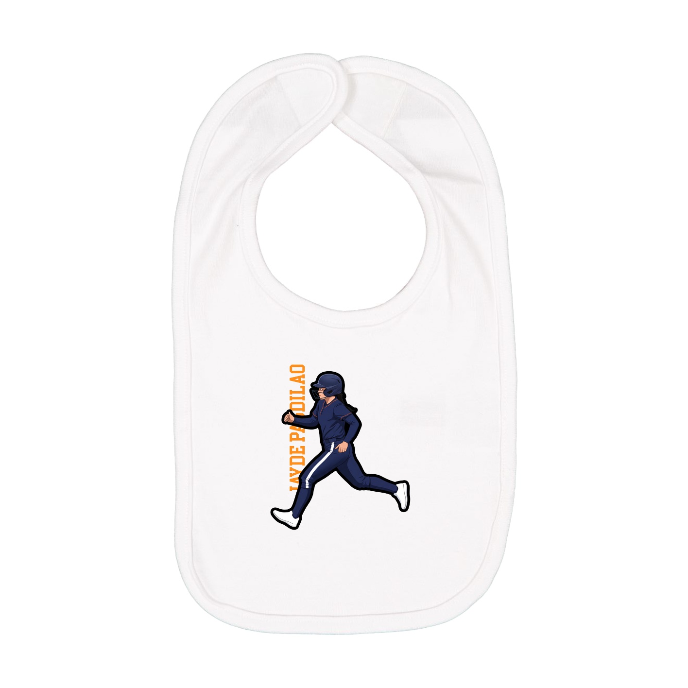 Infant Bib — Name Vertical in White
