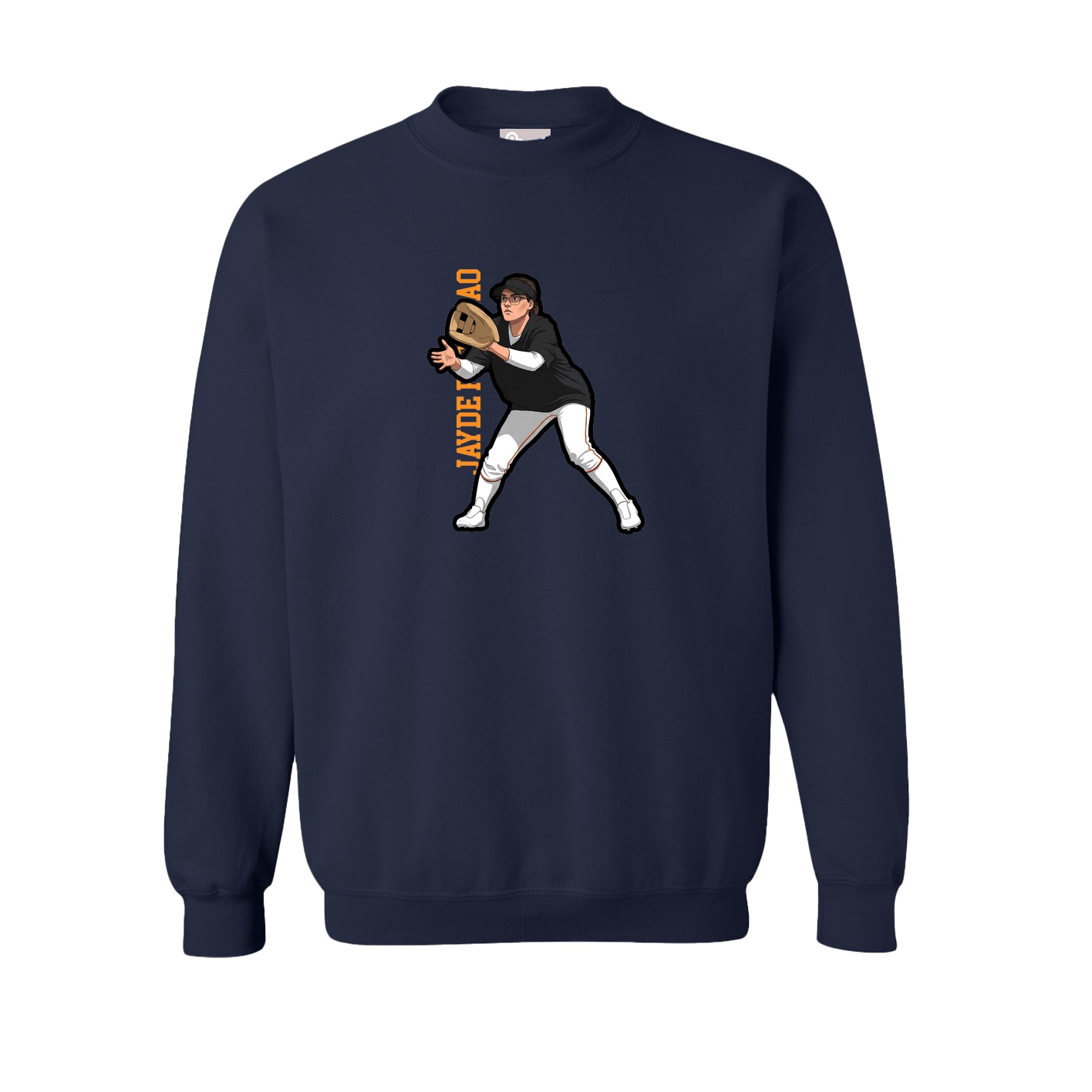 Fleece Crew — Name Vertical in Navy