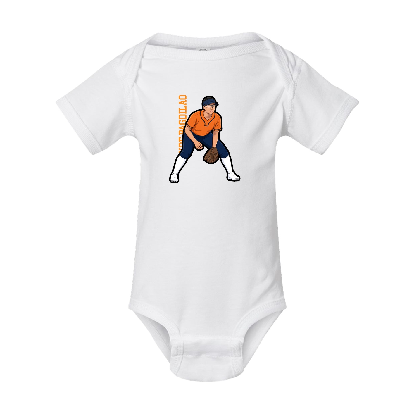 Baby Onesie — Name Vertical in White