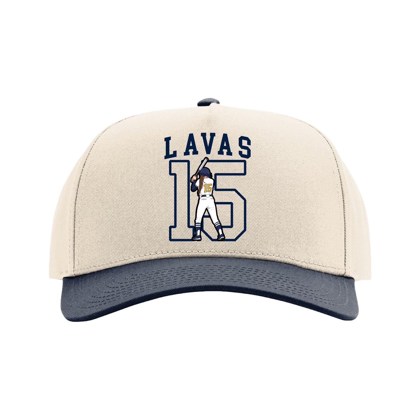 Full Fabric Five-Panel Champ Cap — Shirsey in Cream/Navy