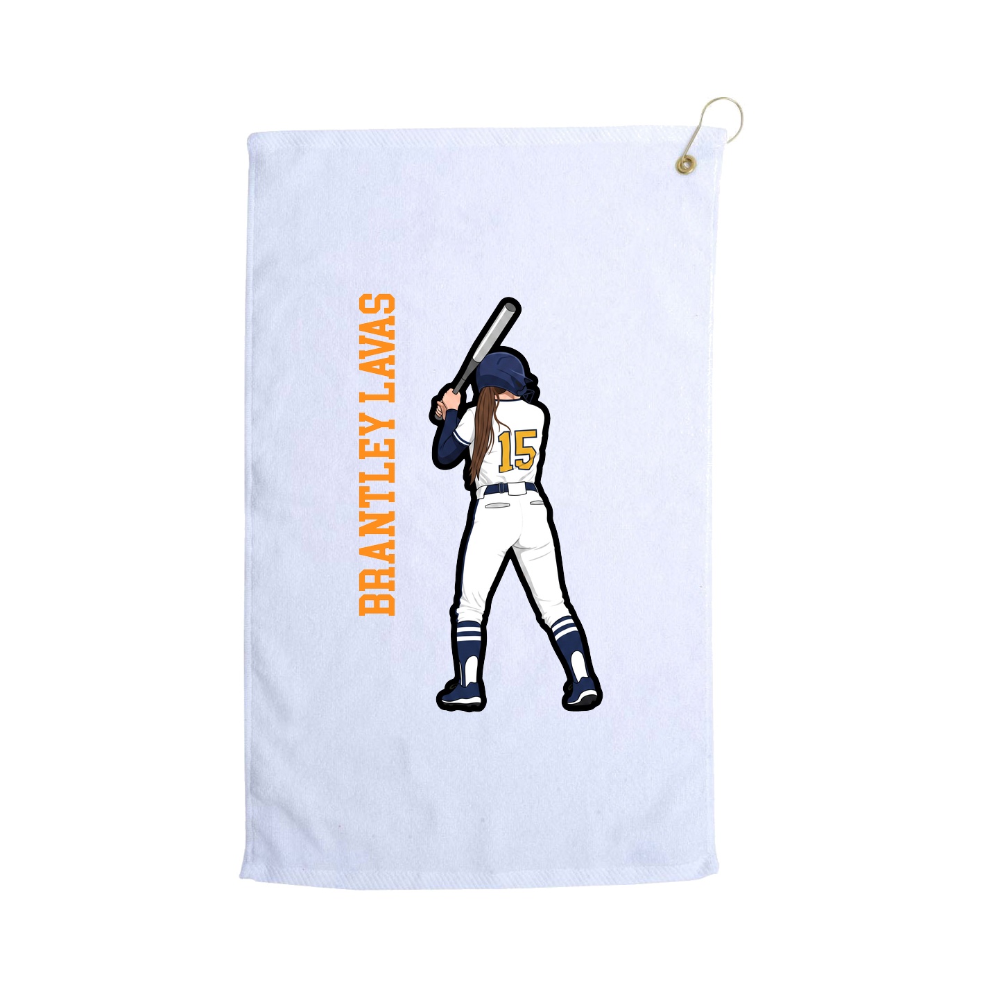 Golf Towel — Name Vertical in White