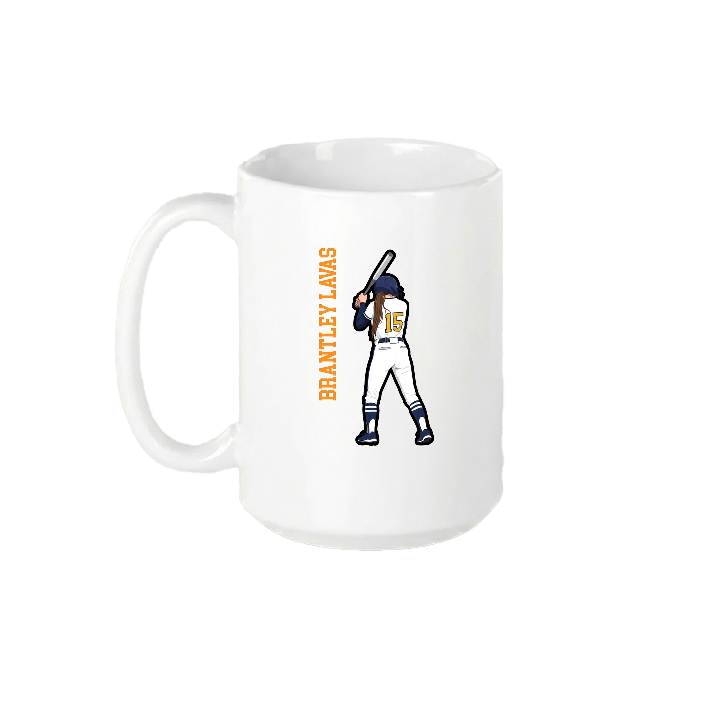 15oz Coffee Mug — Name Vertical in White