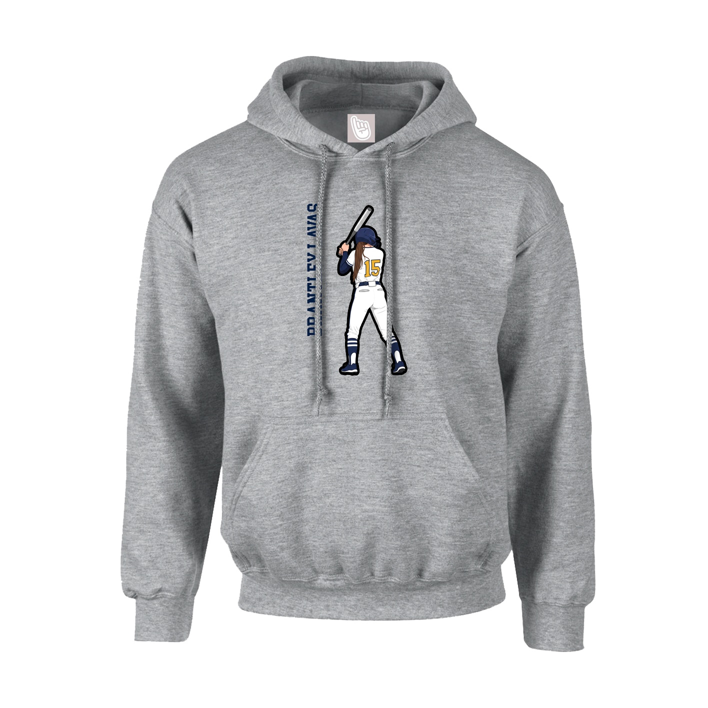 Youth Hoodie — Name Vertical in Grey