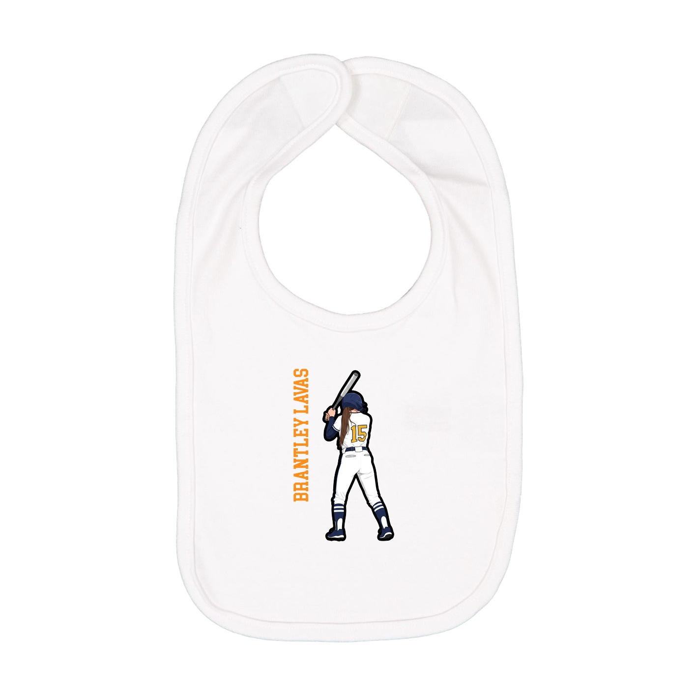 Infant Bib — Name Vertical in White