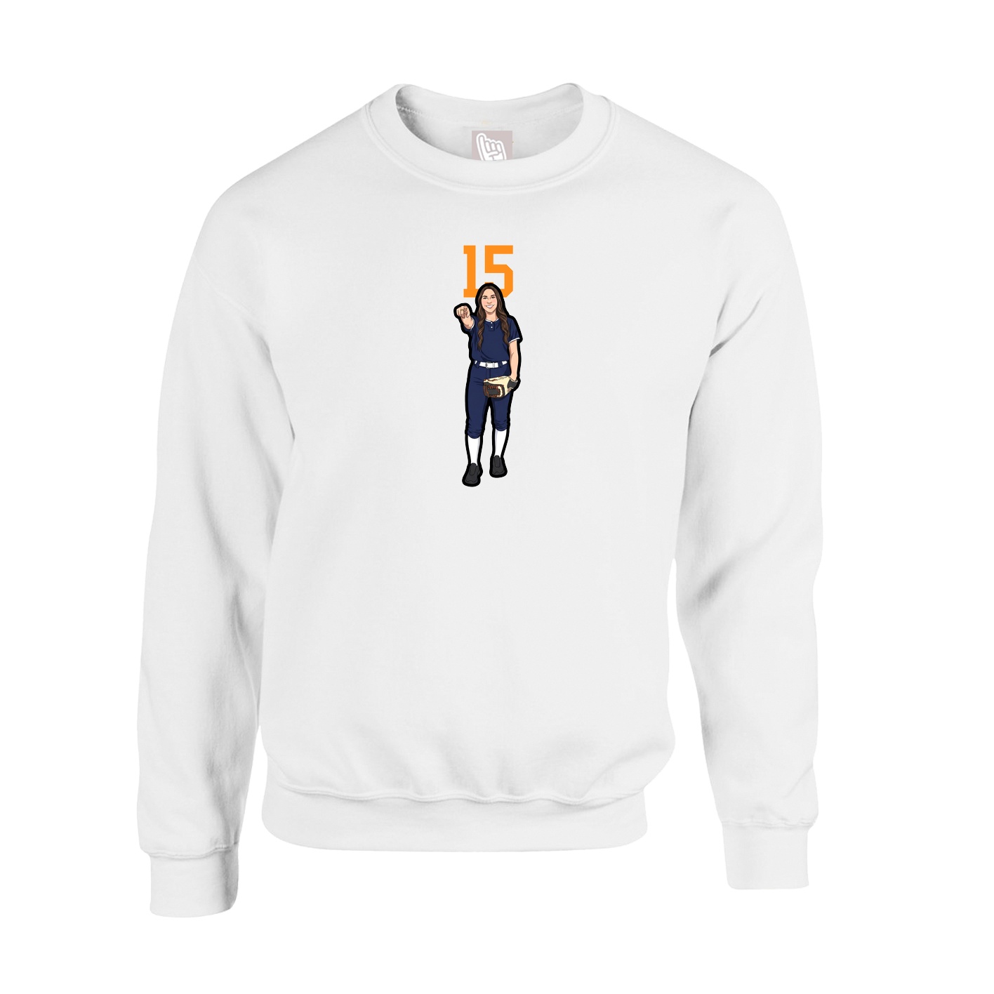 Fleece Crew — Number Top in White
