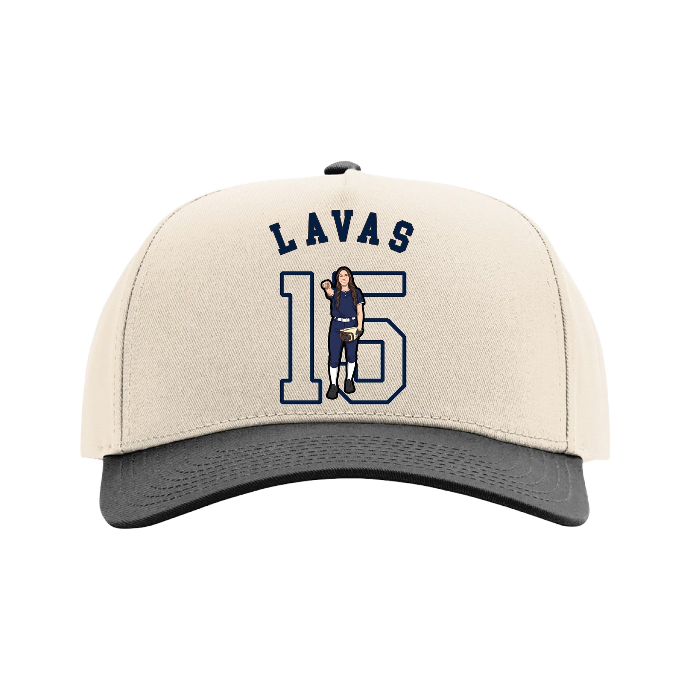 Full Fabric Five-Panel Champ Cap — Shirsey Arch in Cream/Black