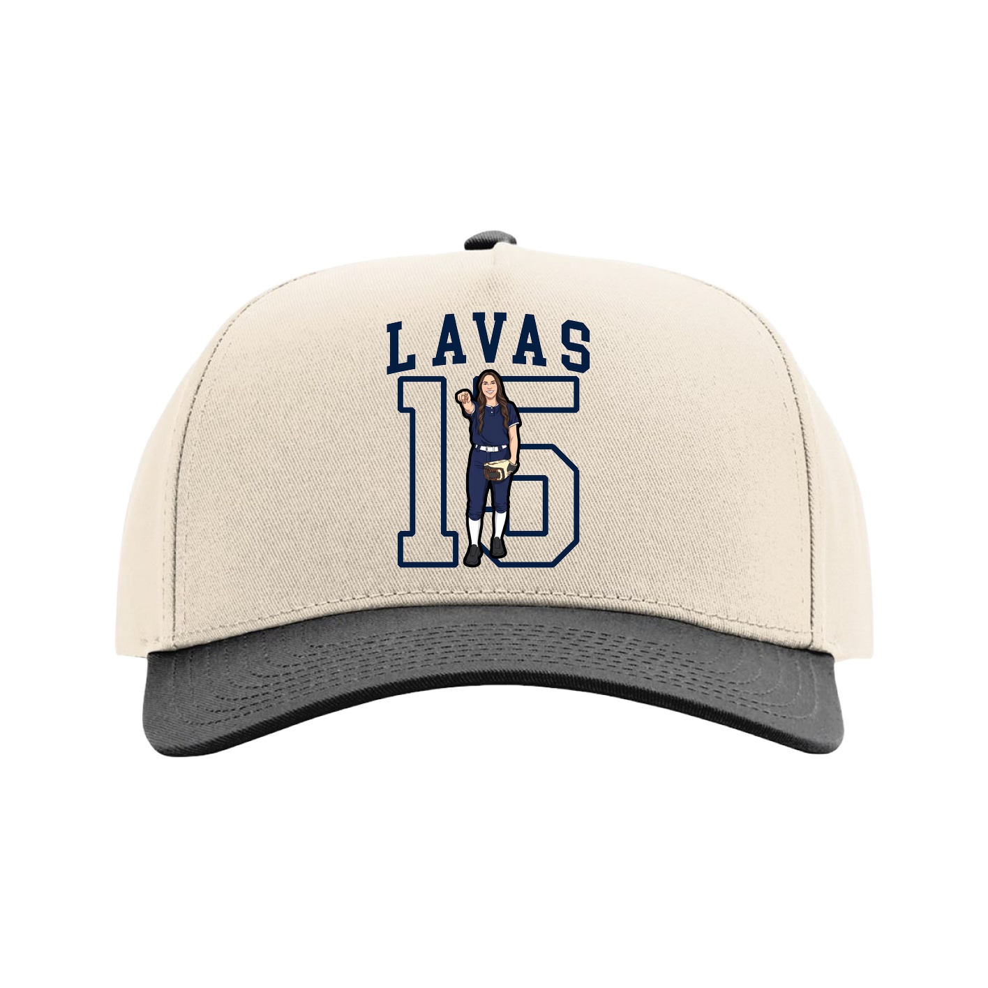 Full Fabric Five-Panel Champ Cap — Shirsey in Cream/Black