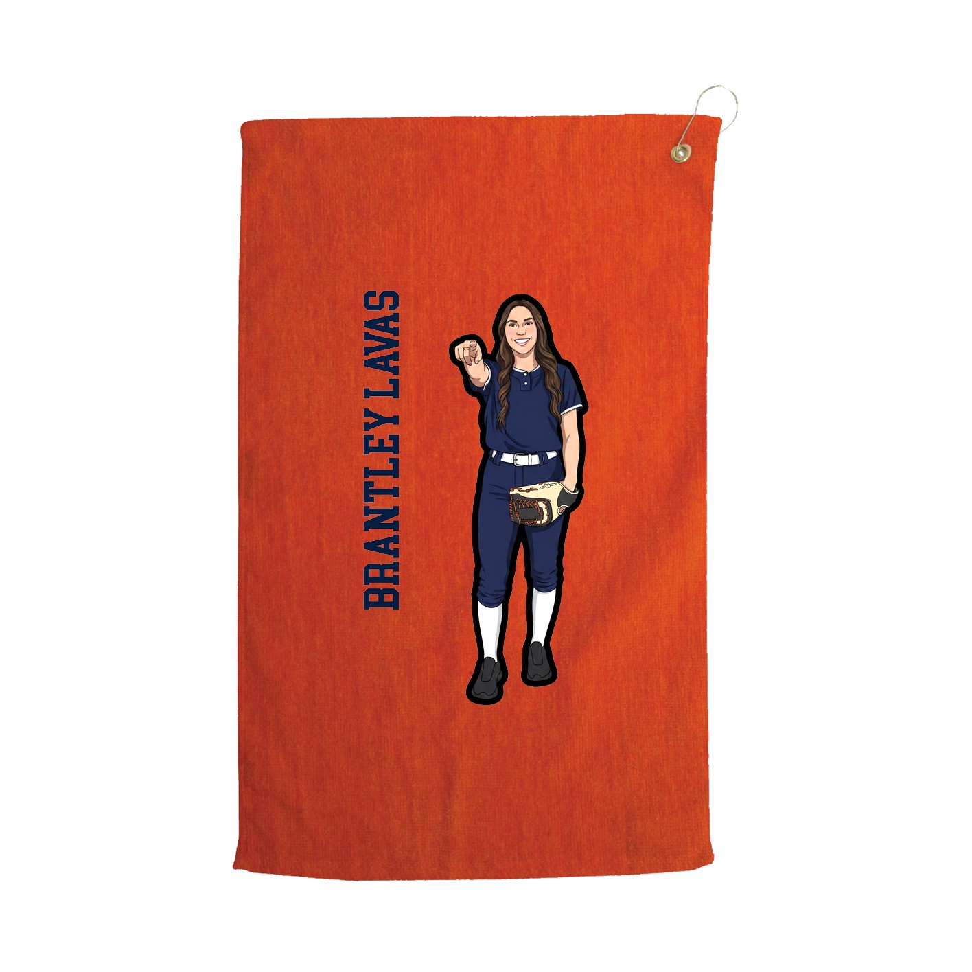 Golf Towel — Name Vertical in Orange