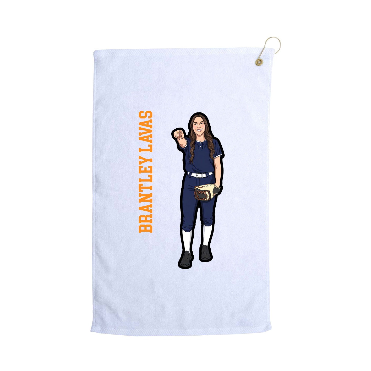 Golf Towel — Name Vertical in White