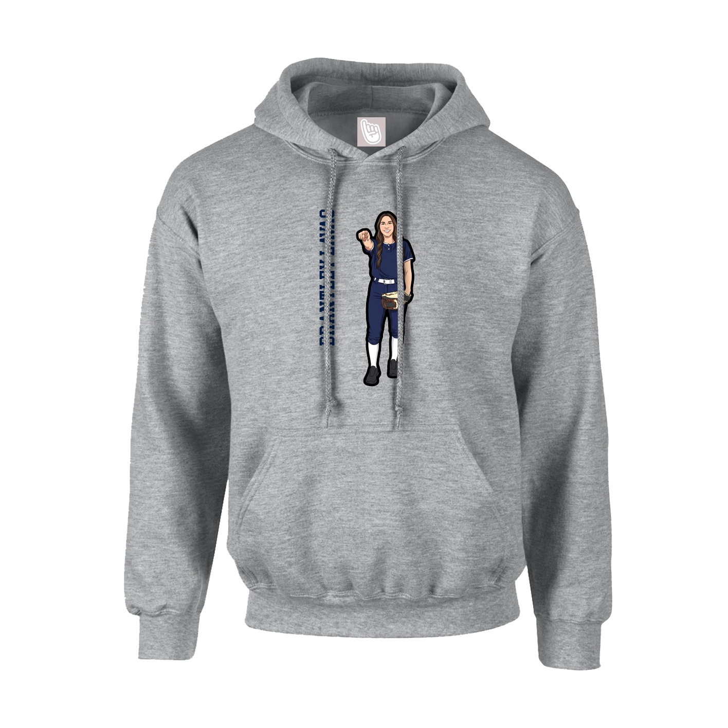 Youth Hoodie — Name Vertical in Grey