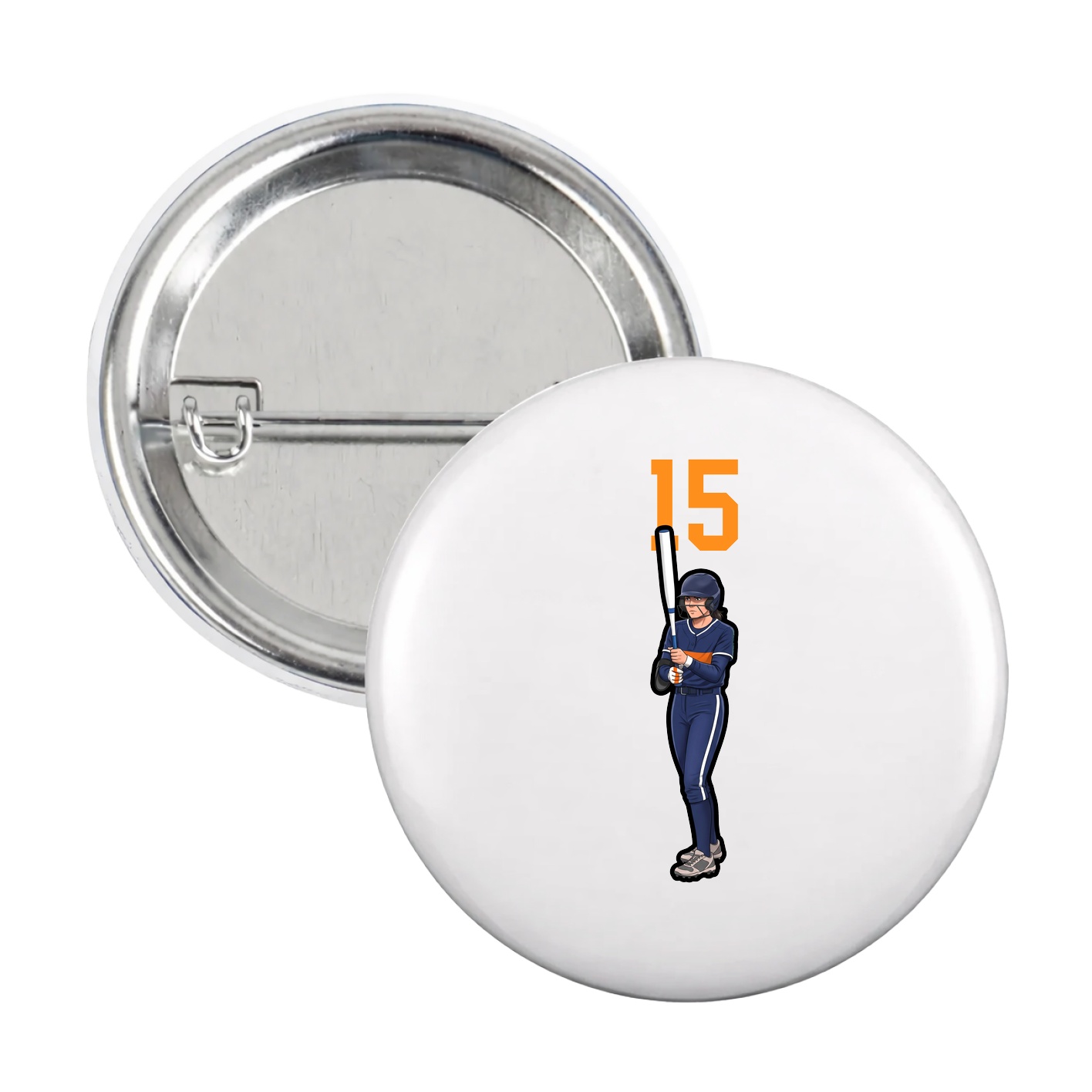Game Day Button — Number Top in White