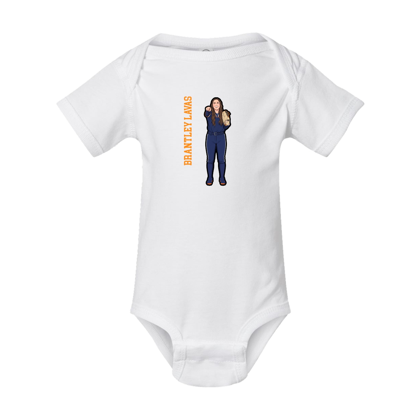 Baby Onesie — Name Vertical in White