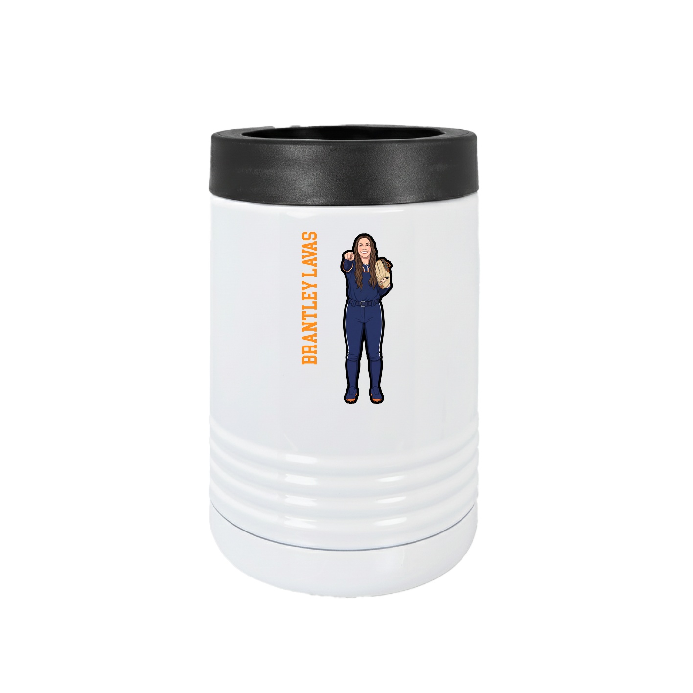 Beverage Holder — Name Vertical in White