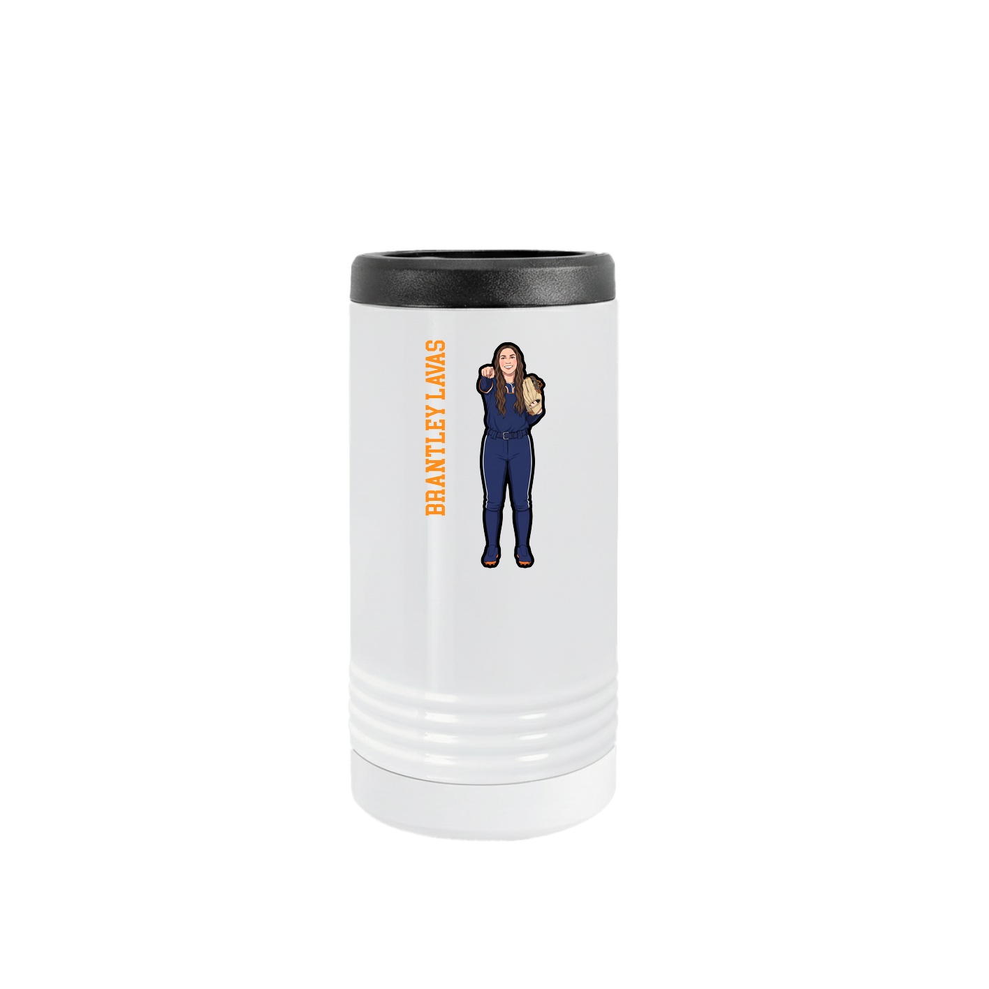 Slim Beverage Holder — Name Vertical in White