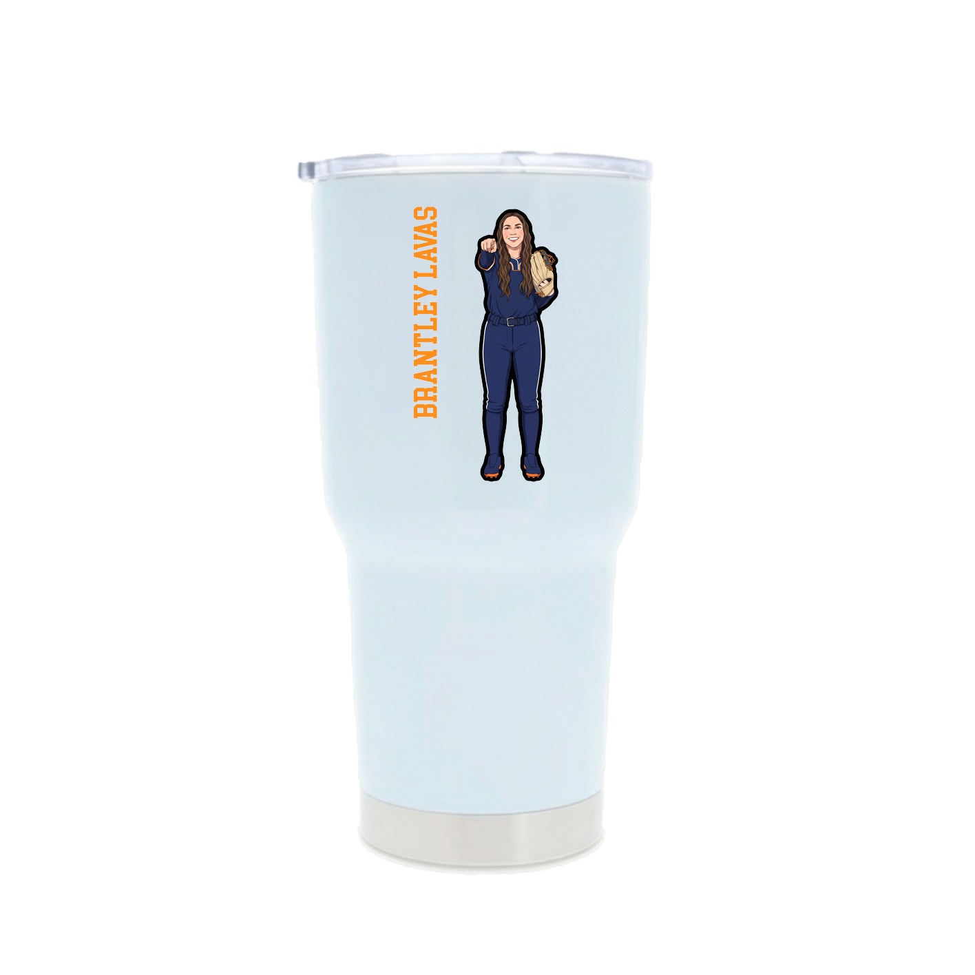 30oz Stainless Steel Tumbler — Name Vertical in White