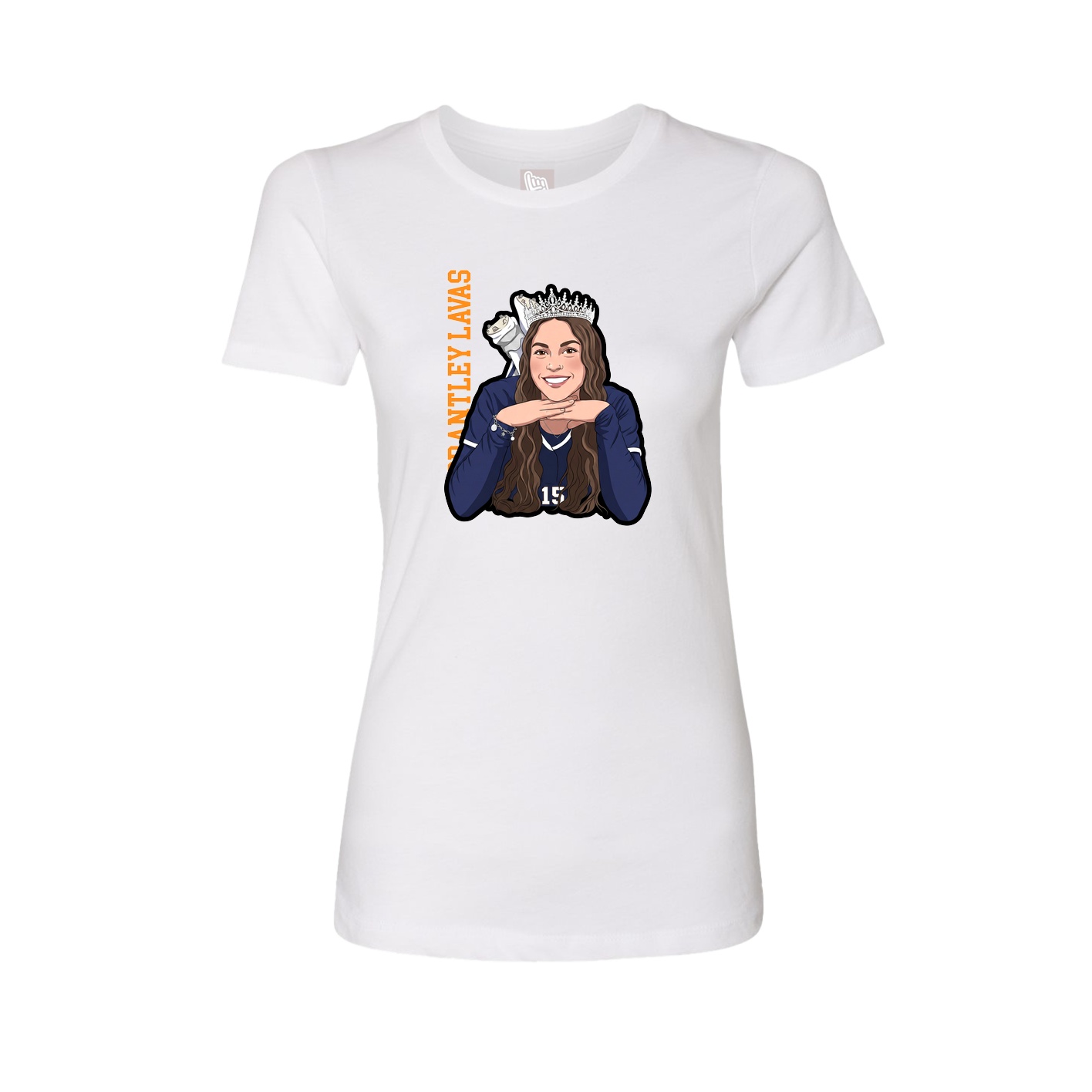 Womens Tee — Name Vertical in White