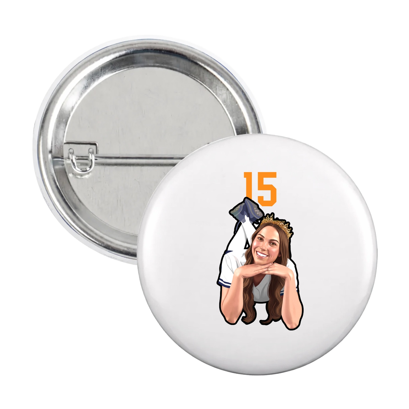 Game Day Button — Number Top in White