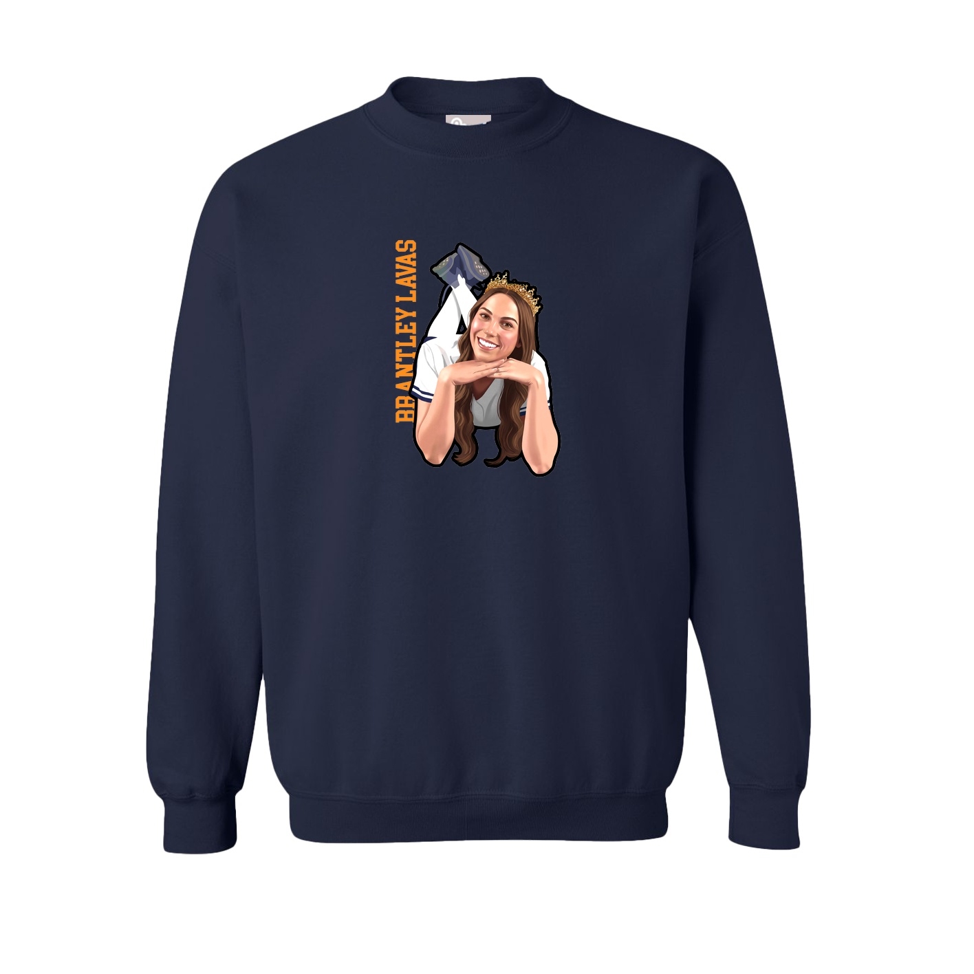 Fleece Crew — Name Vertical in Navy