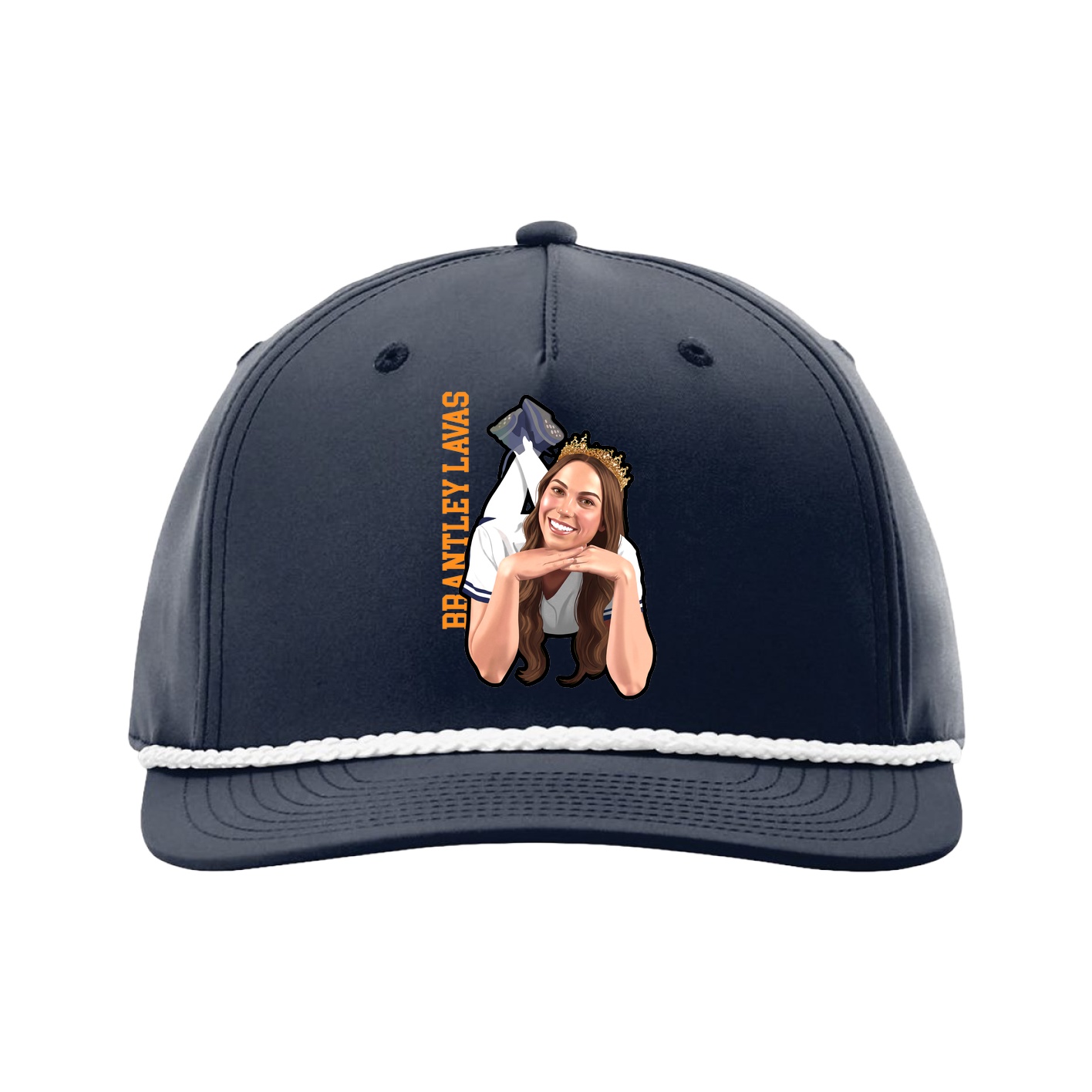 Five-Panel Classic Rope Cap — Name Vertical in Navy