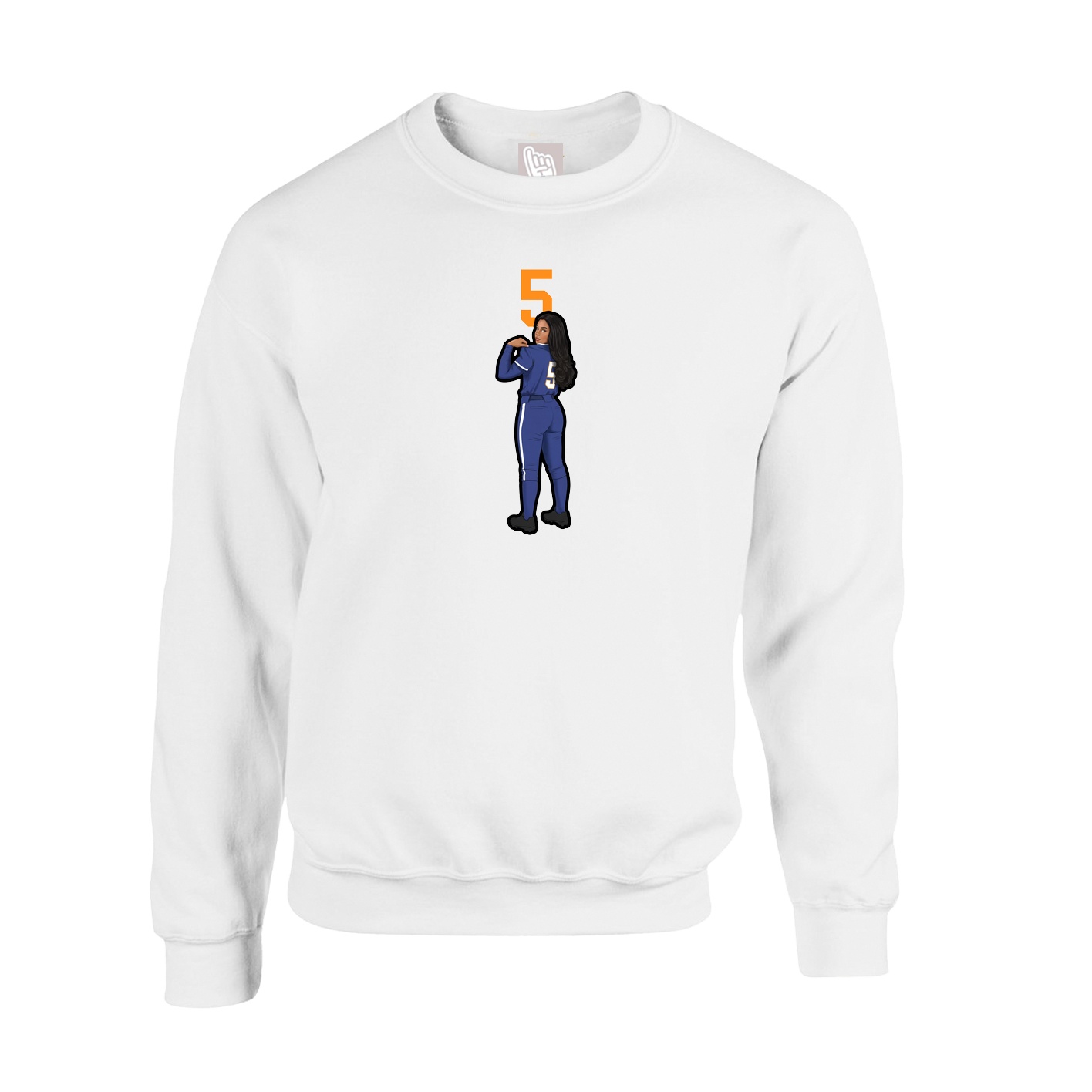 Fleece Crew — Number Top in White
