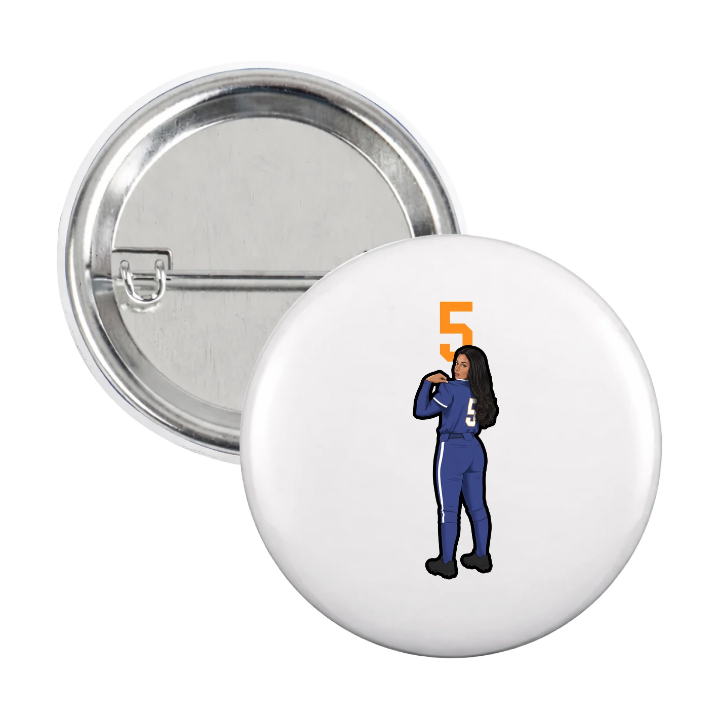 Game Day Button — Number Top in White