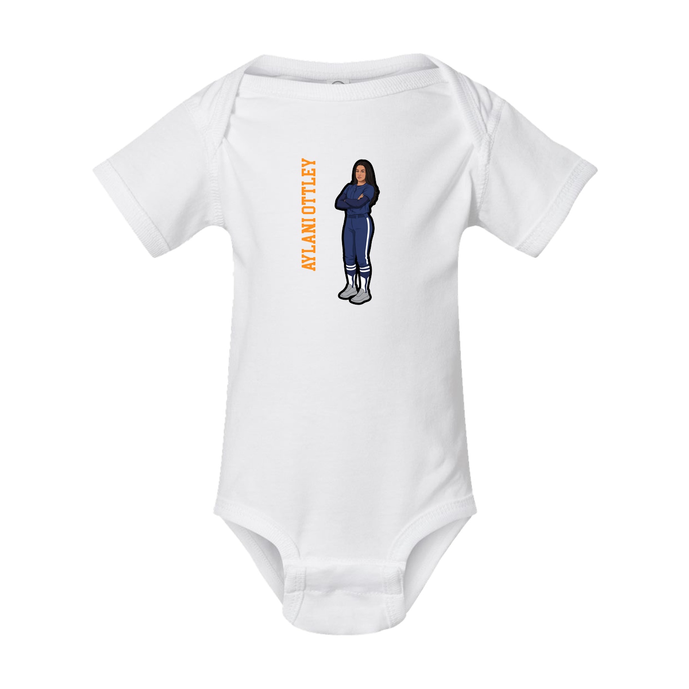 Baby Onesie — Name Vertical in White