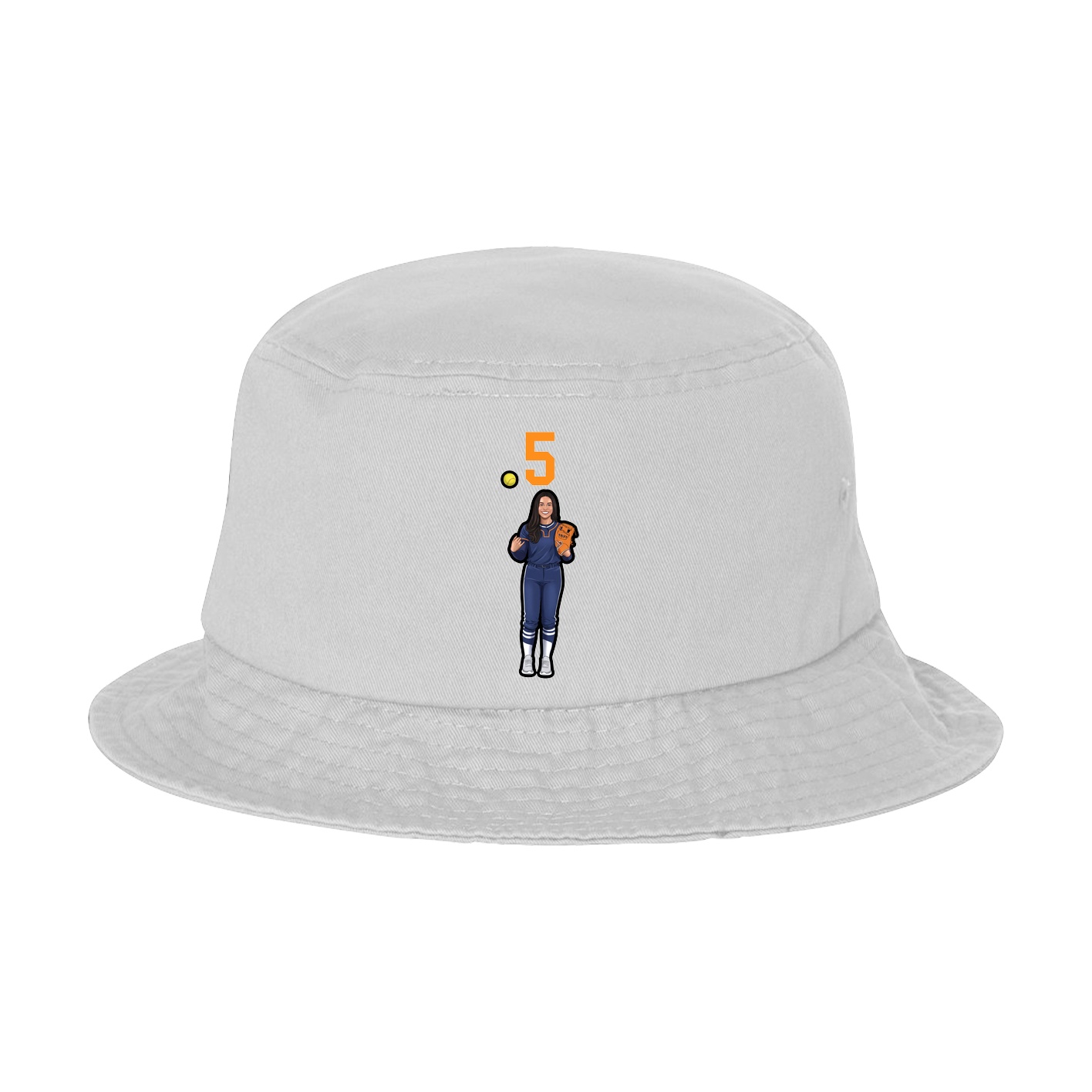 Bucket Cap — Number Top in White