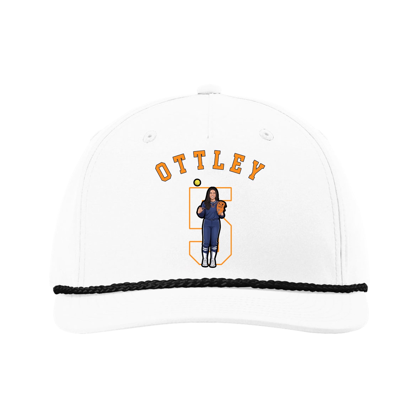 Five-Panel Classic Rope Cap — Shirsey Arch in White