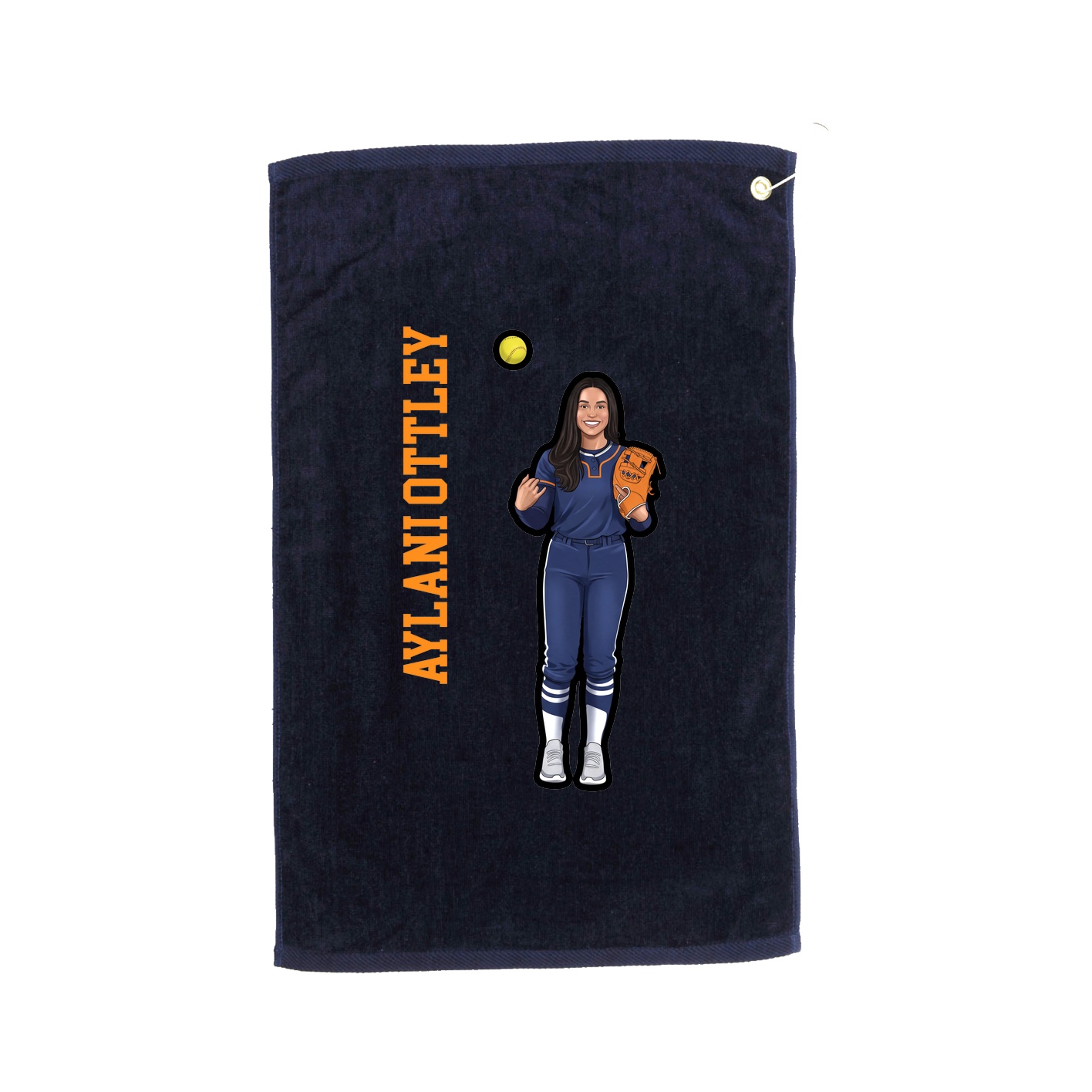Golf Towel — Name Vertical in Navy