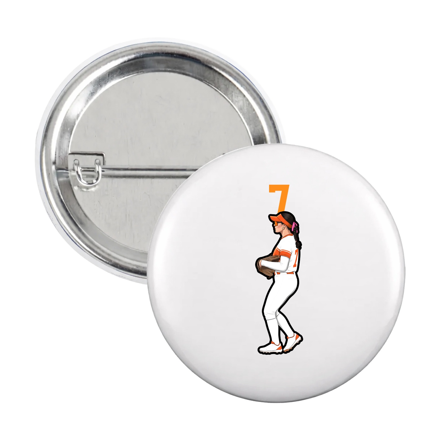 Game Day Button — Number Top in White