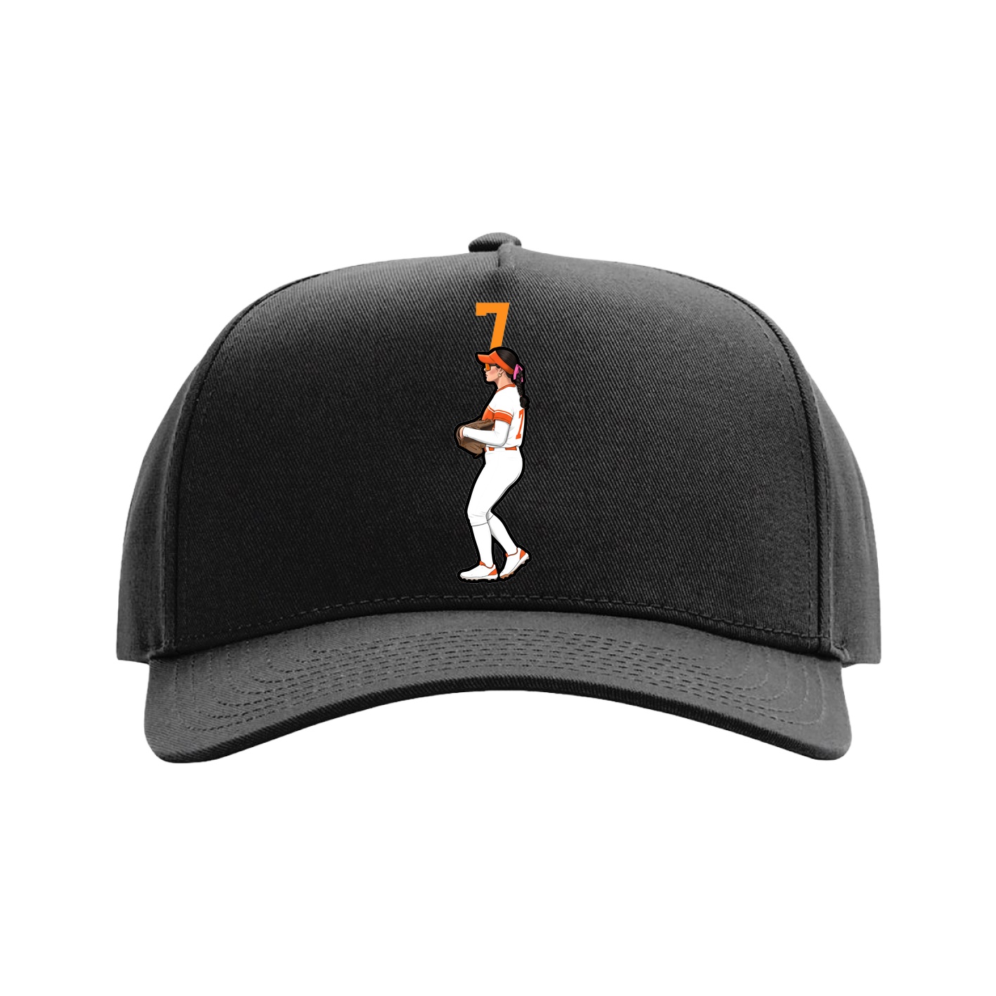 Full Fabric Five-Panel Champ Cap — Number Top in Black