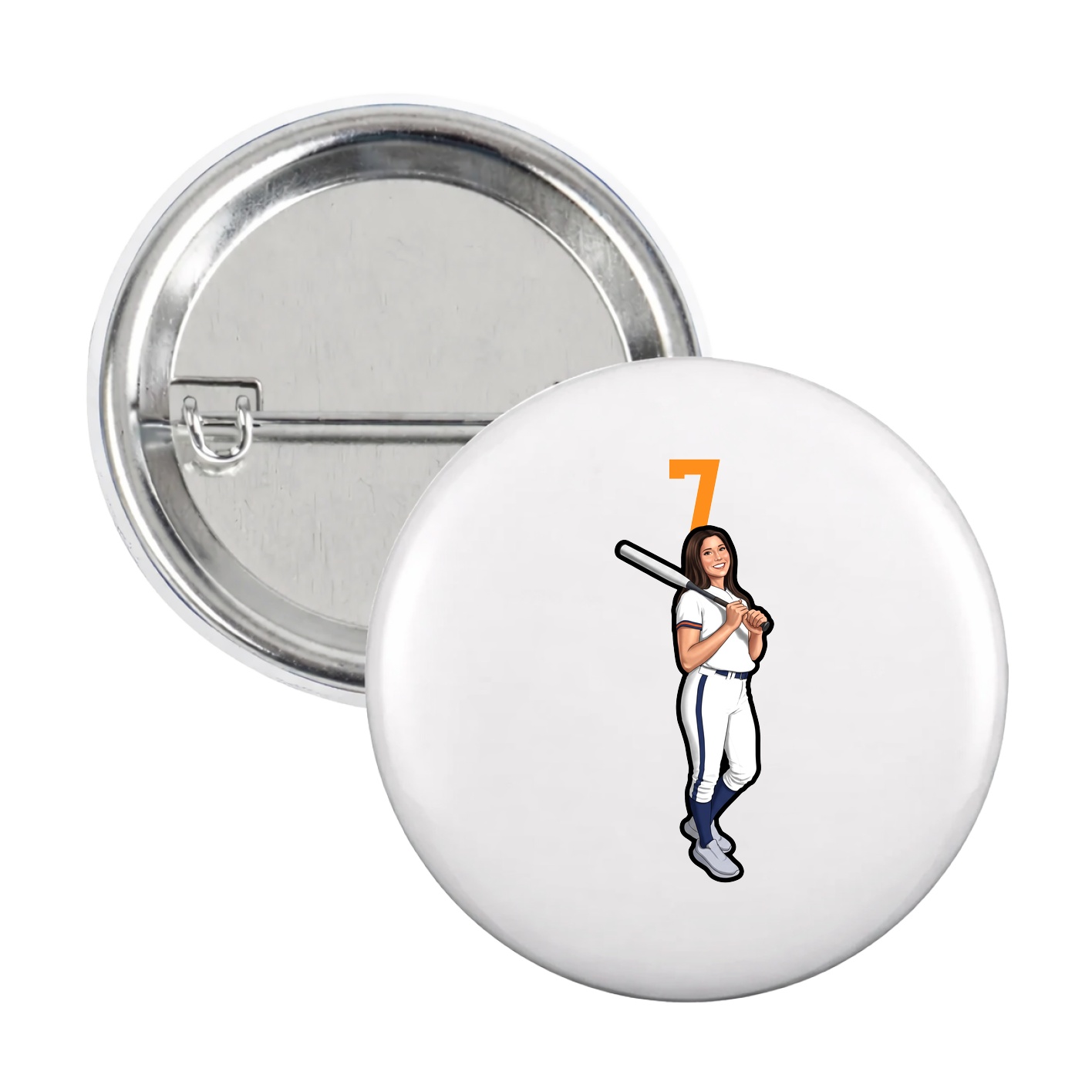 Game Day Button — Number Top in White