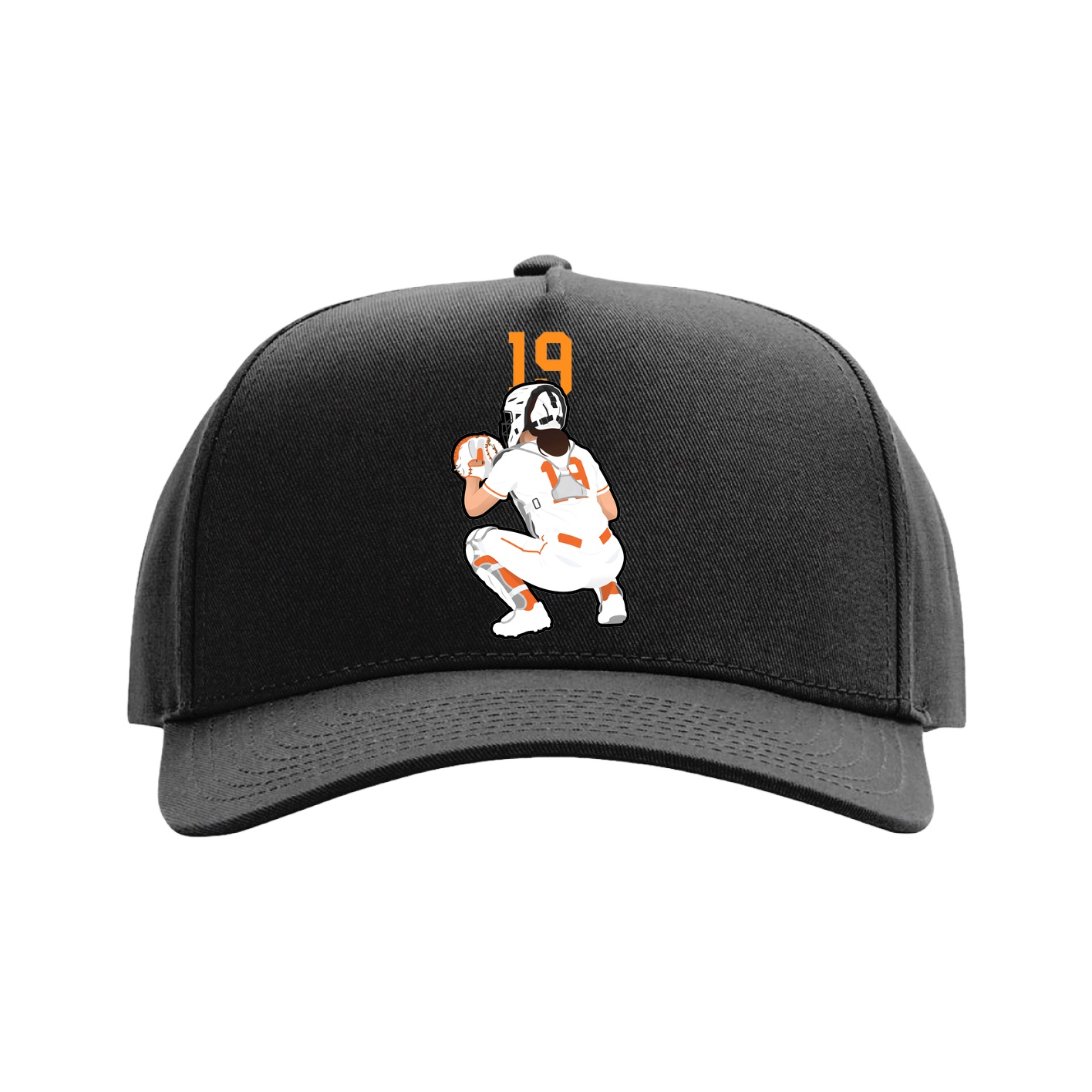 Full Fabric Five-Panel Champ Cap — Number Top in Black