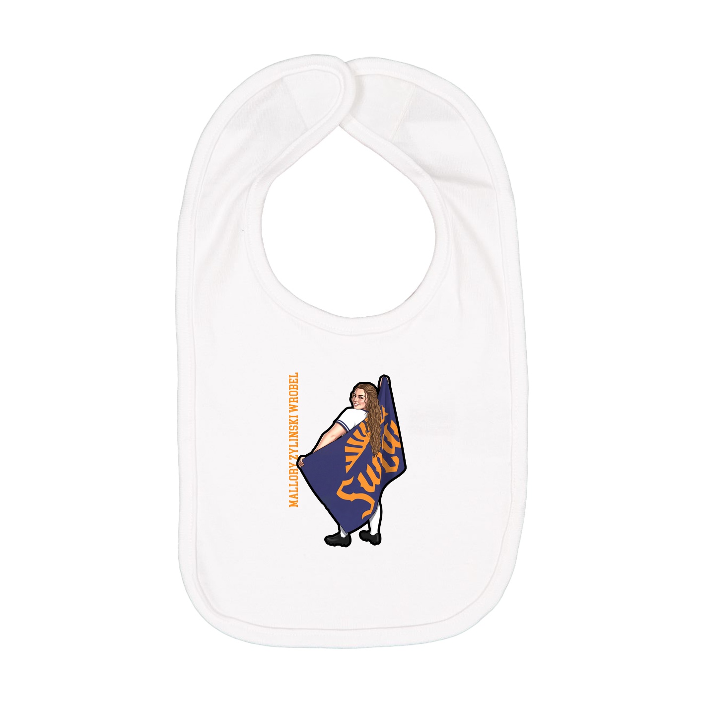 Infant Bib — Name Vertical in White