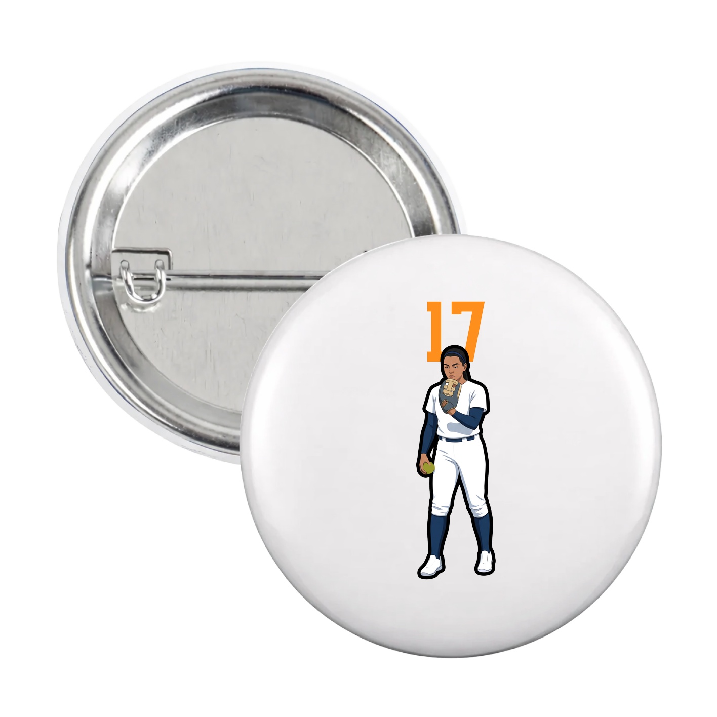 Game Day Button — Number Top in White