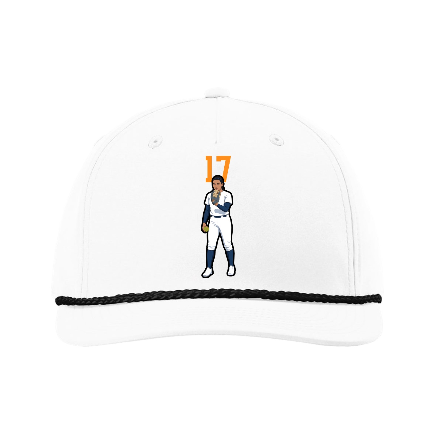 Five-Panel Classic Rope Cap — Number Top in White
