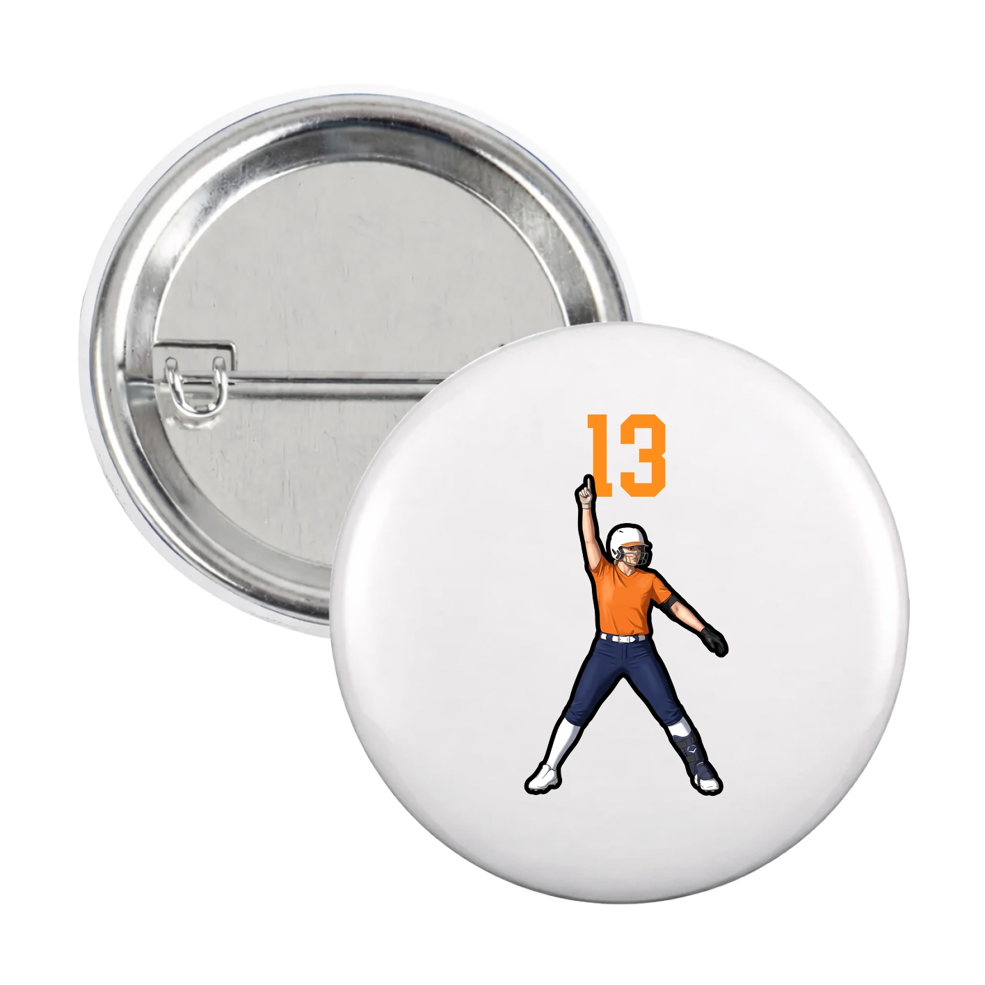Game Day Button — Number Top in White