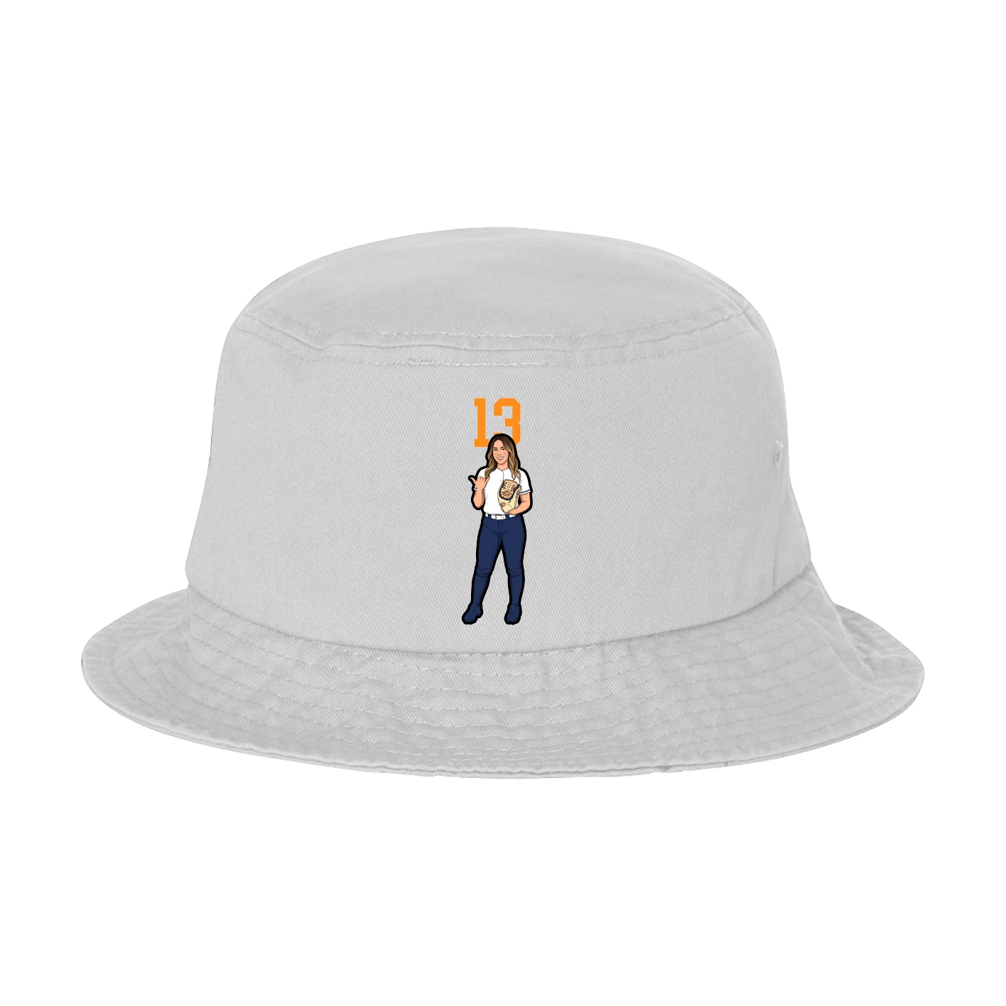 Bucket Cap — Number Top in White